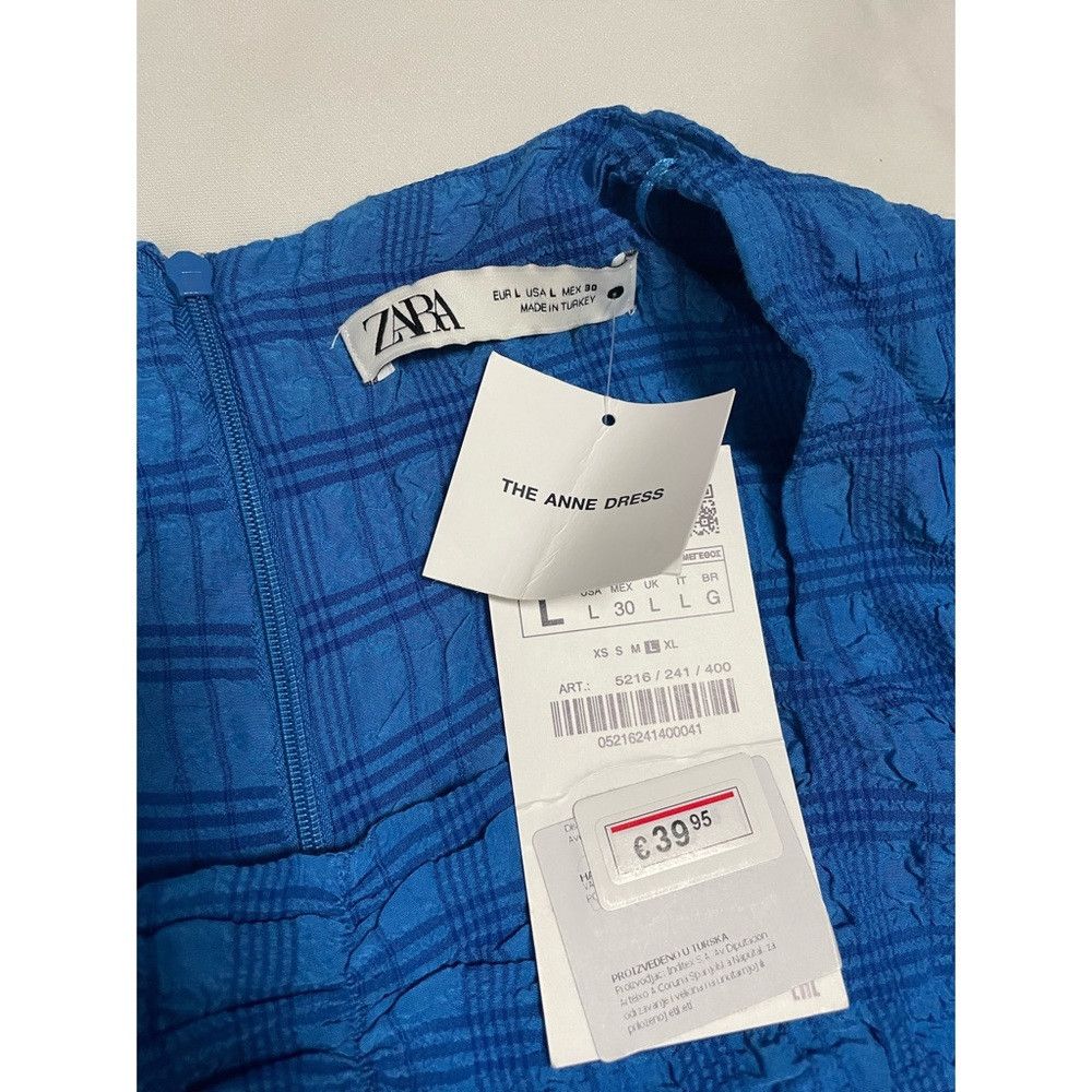 Zara NWT Zara Textured Blue Anne Dress Stretch Fitted Long Sleev Size L / US 10 / IT 46 - 8 Thumbnail