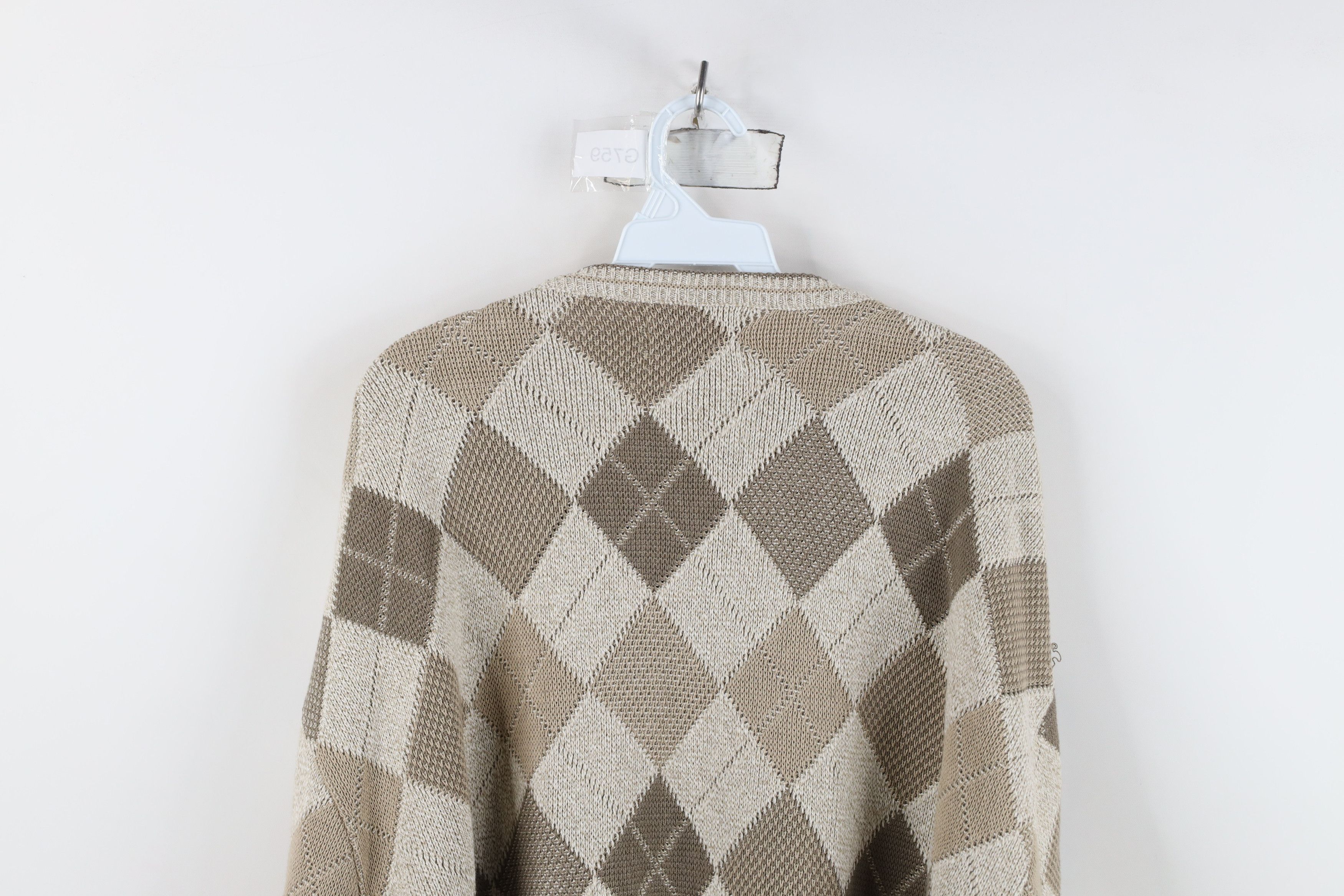 Vintage Vintage 90s Streetwear Diamond Knit V-Neck Sweater USA Size US XL / EU 56 / 4 - 13 Thumbnail