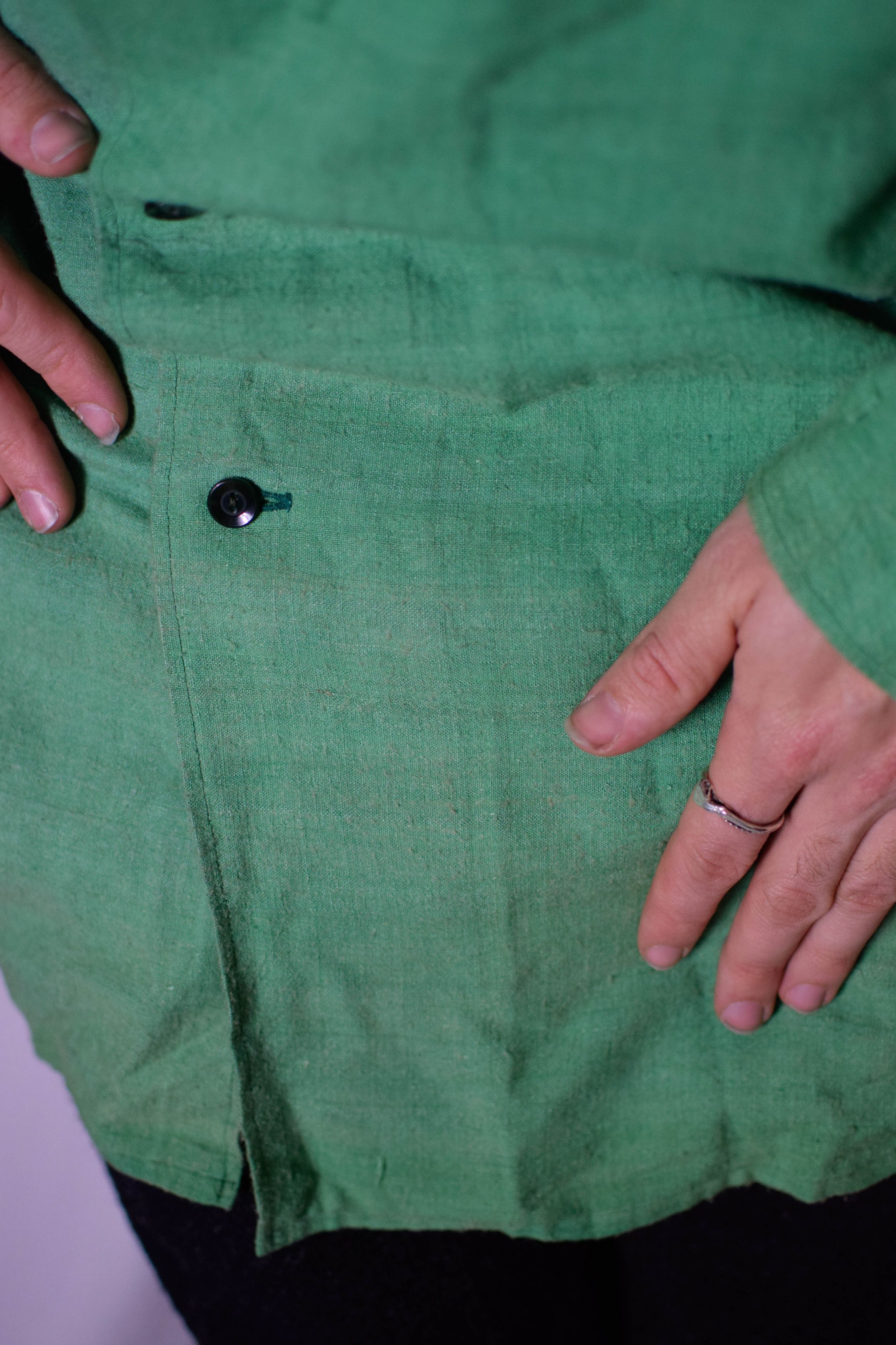 Yohji Yamamoto YYPH AW93 Green Silk Shirt - HP-B02-308 Size US L / EU 52-54 / 3 - 11 Thumbnail