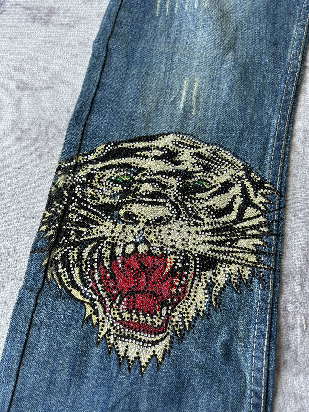 Ed Hardy Ed Hardy Rhinestone Tiger Jeans Size US 27 - 4 Thumbnail