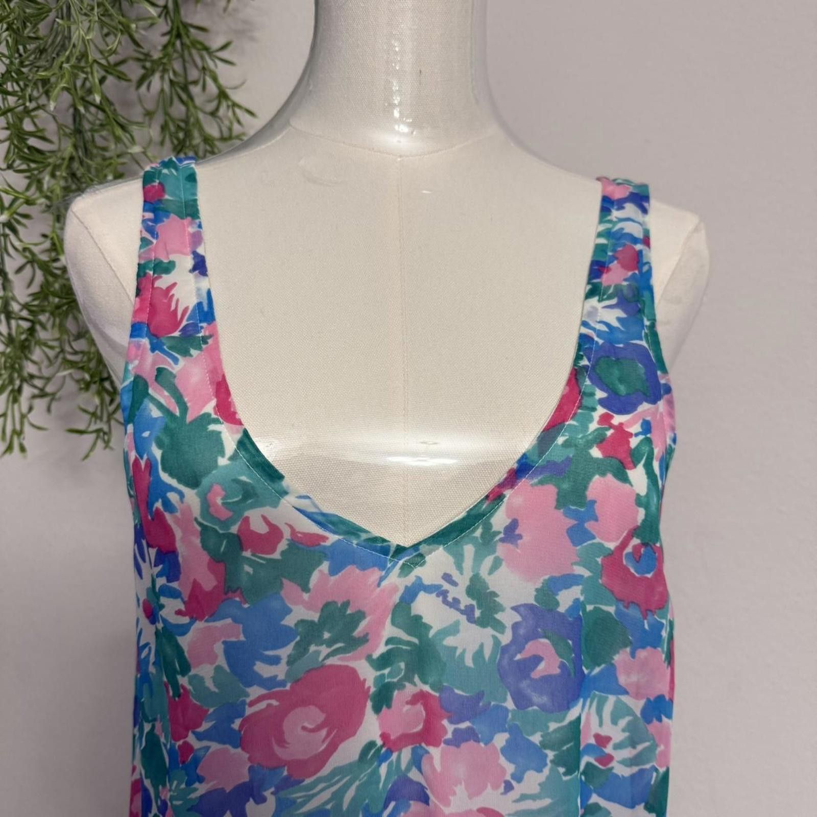Designer Show Me Your Mumu Blue Flower Floral V Neck Slip dress Size M / US 6-8 / IT 42-44 - 2 Thumbnail