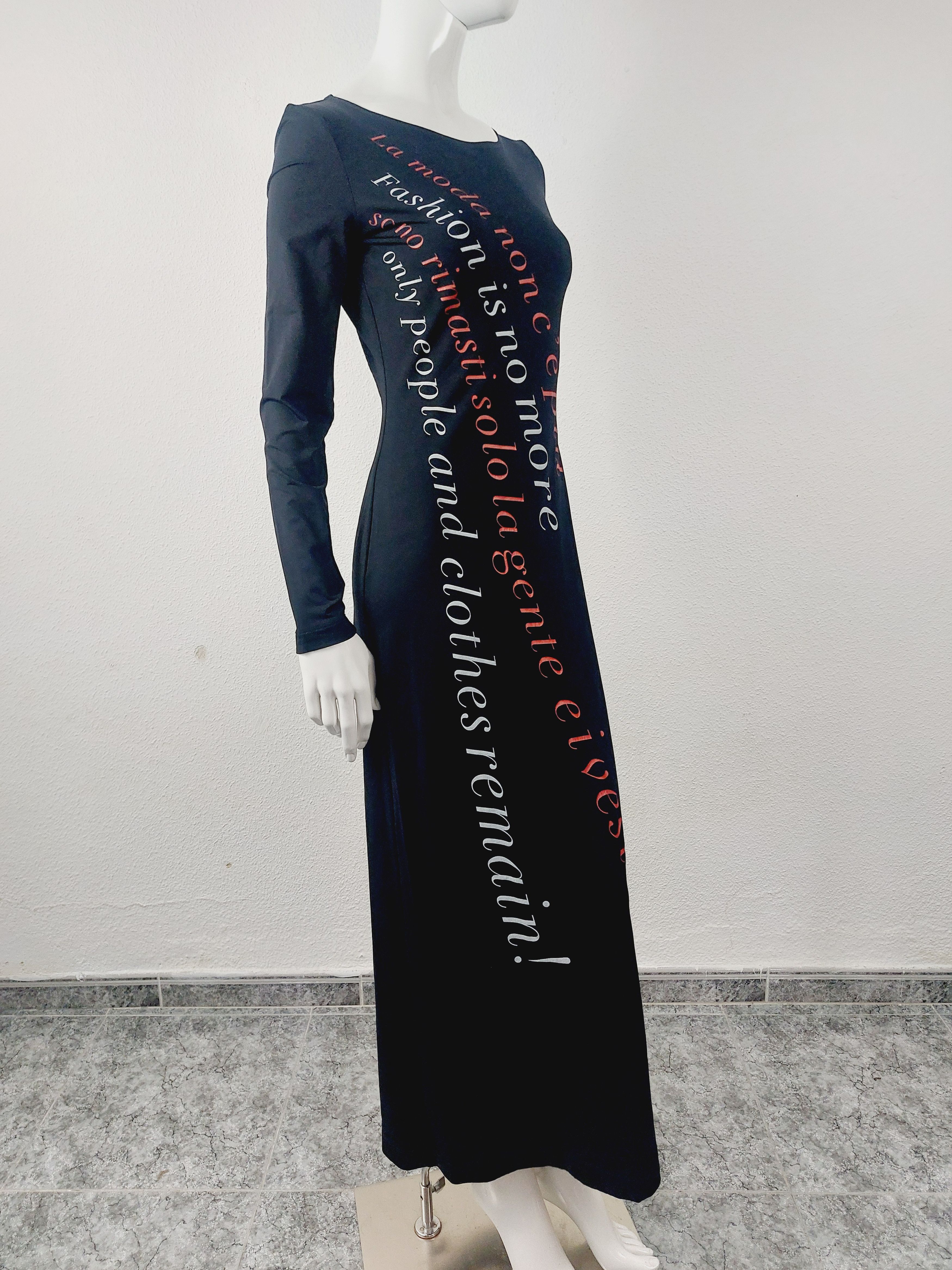 Moschino Moschino Fashion Is No More Slogan Text Moda Maxi Dress Size L / US 10 / IT 46 - 8 Thumbnail