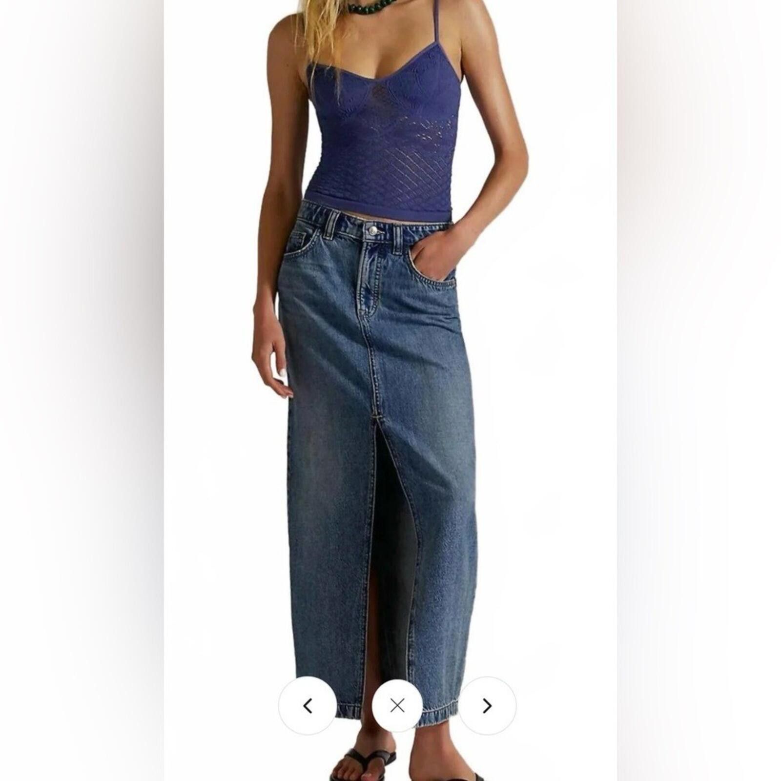 Free People Free People $128 We The Free Maxi Denim Skirt Size 30 NWT Size 30" / US 8 / IT 44 - 1 Thumbnail