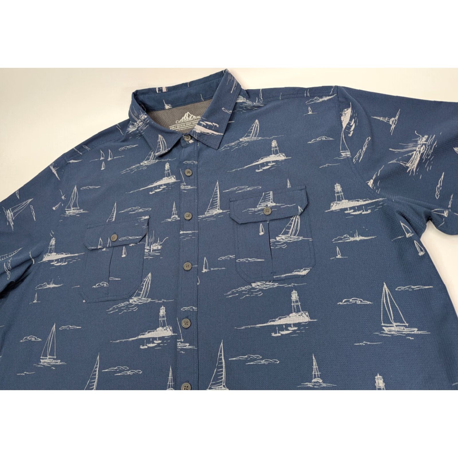 Croft & Barrow Croft & Barrow Shirt Mens Quick Dry Short Sleeve Sailboat Lighthouse XXL Vented Size US XXL / EU 58 / 5 - 2 Thumbnail