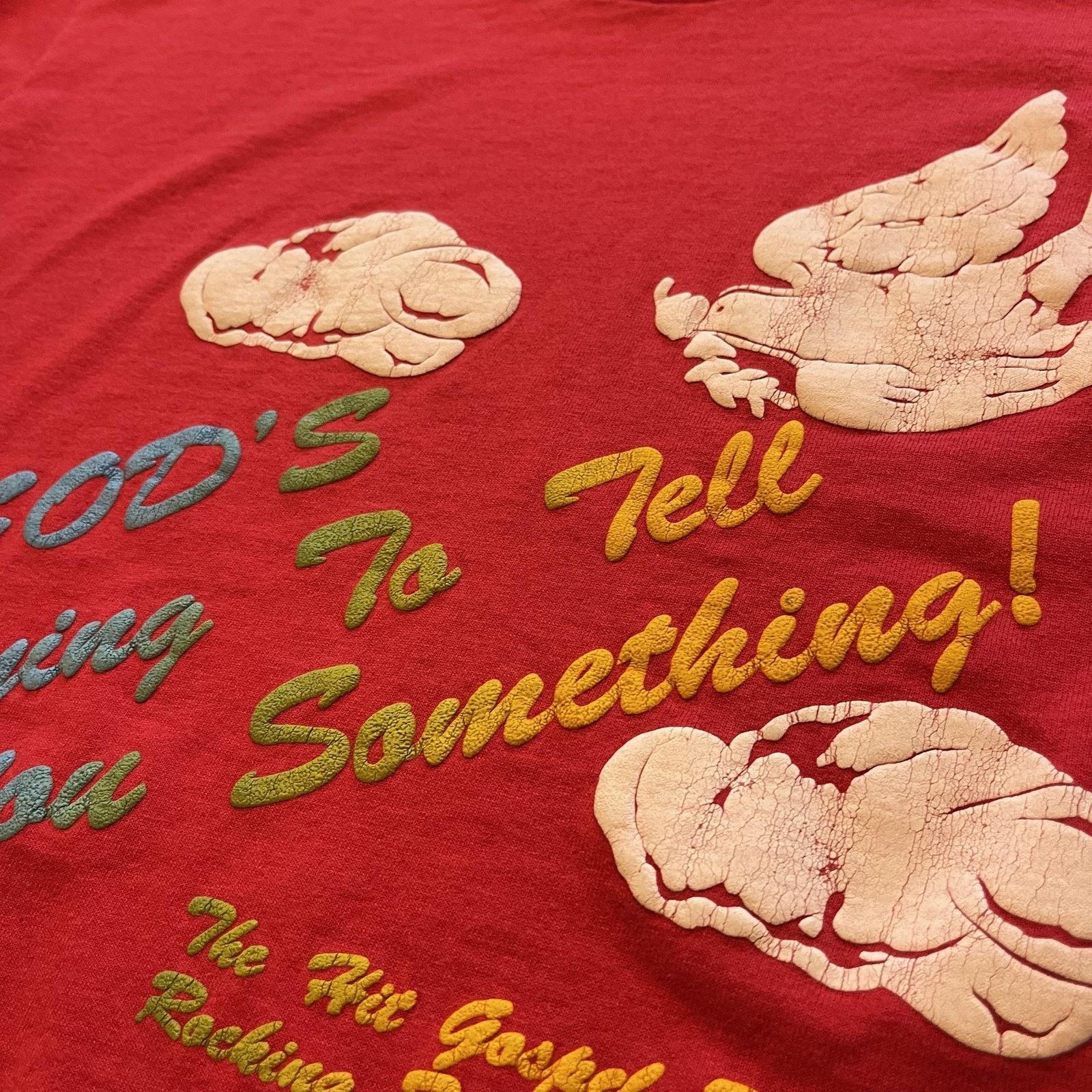 Vintage Vintage God's Trying To Tell You Something Shirt L 1992-93 Size US L / EU 52-54 / 3 - 4 Thumbnail