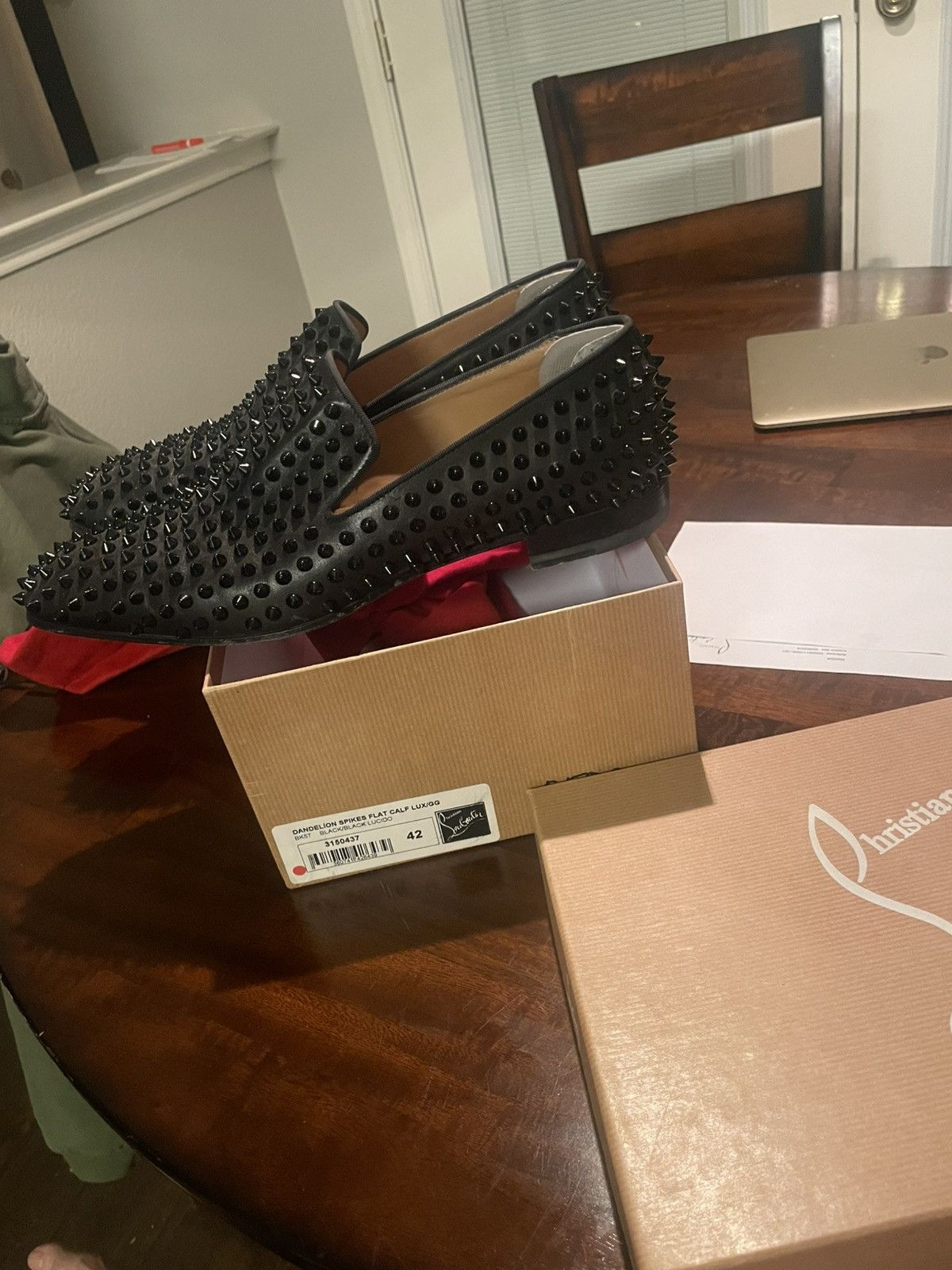 Christian Louboutin Christian Louboutin Dandelion Spikes Flat Calf Lux/GG Size US 9 / EU 42 - 1 Thumbnail