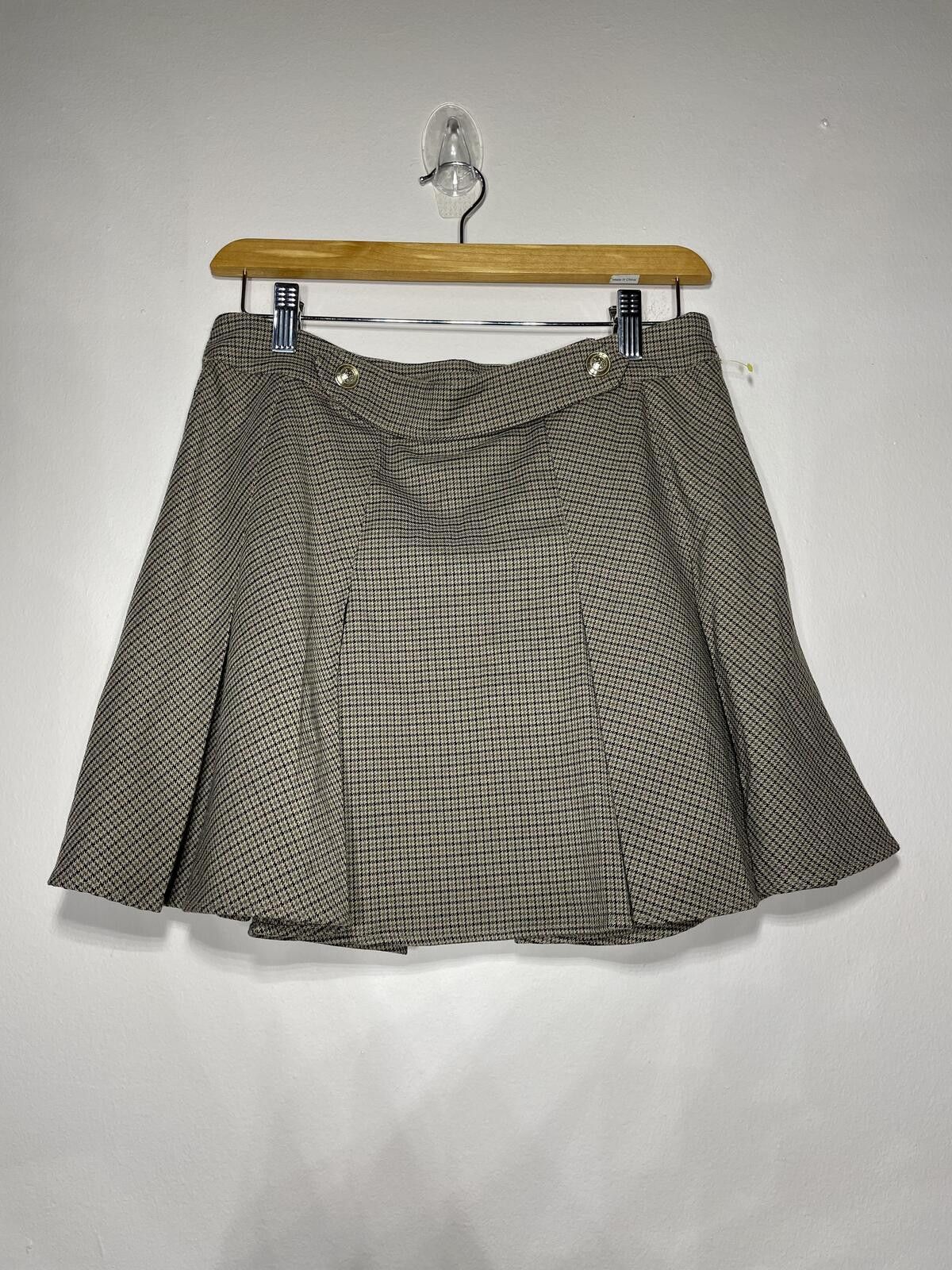 H&M H&M Pleated Mini Skirt Taupe Houndstooth Academia Preppy S Size 28" / US 6 / IT 42 - 6 Thumbnail