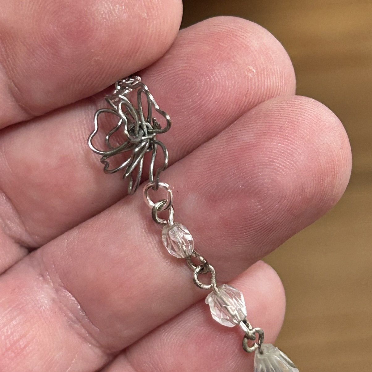 Handmade Handcrafted wired floral acrylic chandelier pendant necklace Size ONE SIZE - 6 Thumbnail