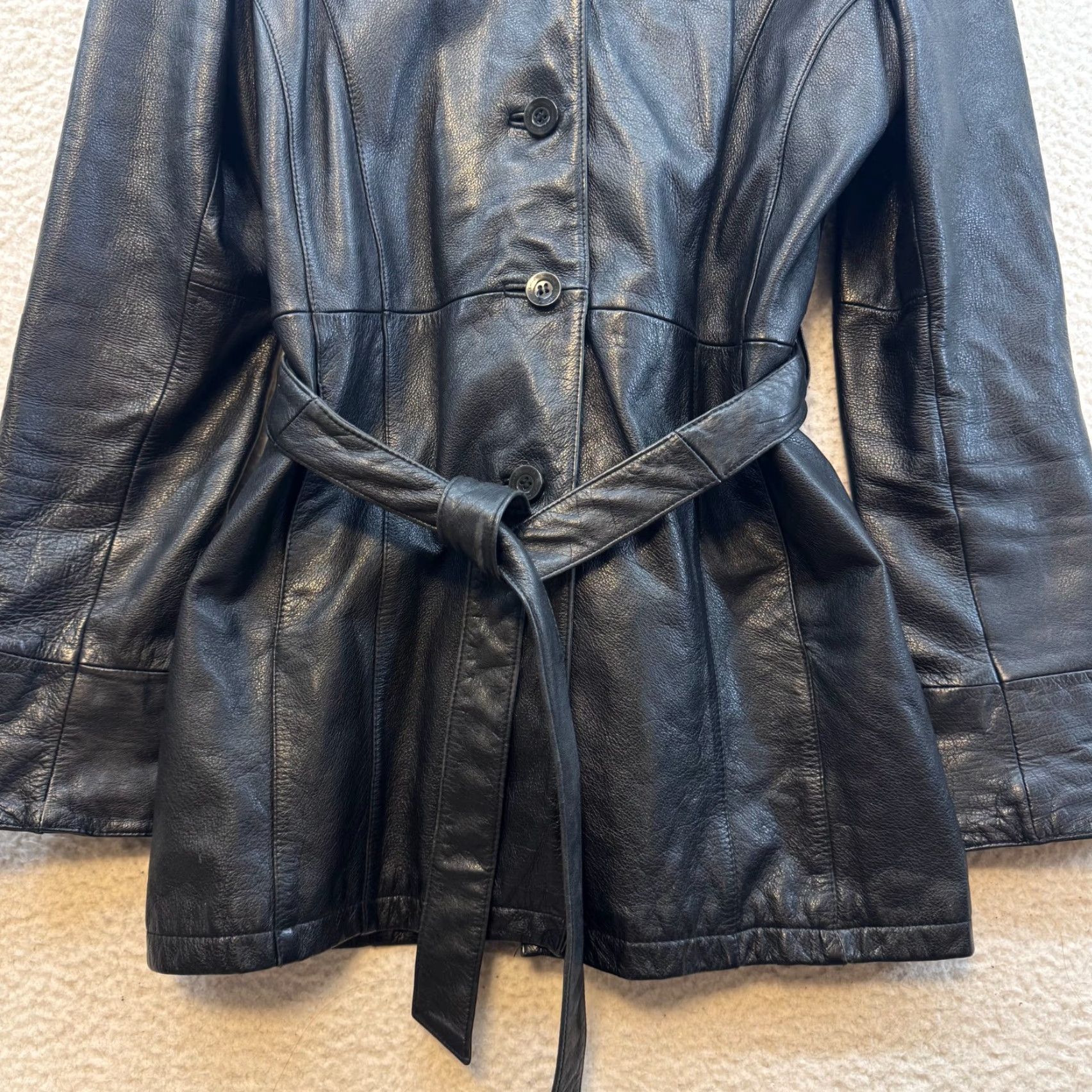 Vintage VINTAGE Wilson's Black Leather Jacket Large Womens Belted Lined 90s Y2K Leather Jacket Women's Large Belted Lined Black 90s Y2K Wilsons Leather Size L / US 10 / IT 46 - 5 Thumbnail