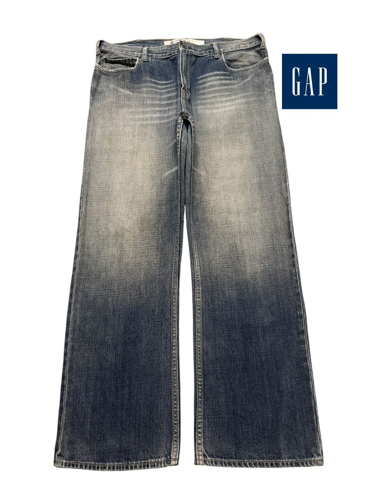 Gap Vintage Y2K Gap Blue Wash Bleached Straight Wide Leg Baggy Size US 36 / EU 52 - 1 Thumbnail