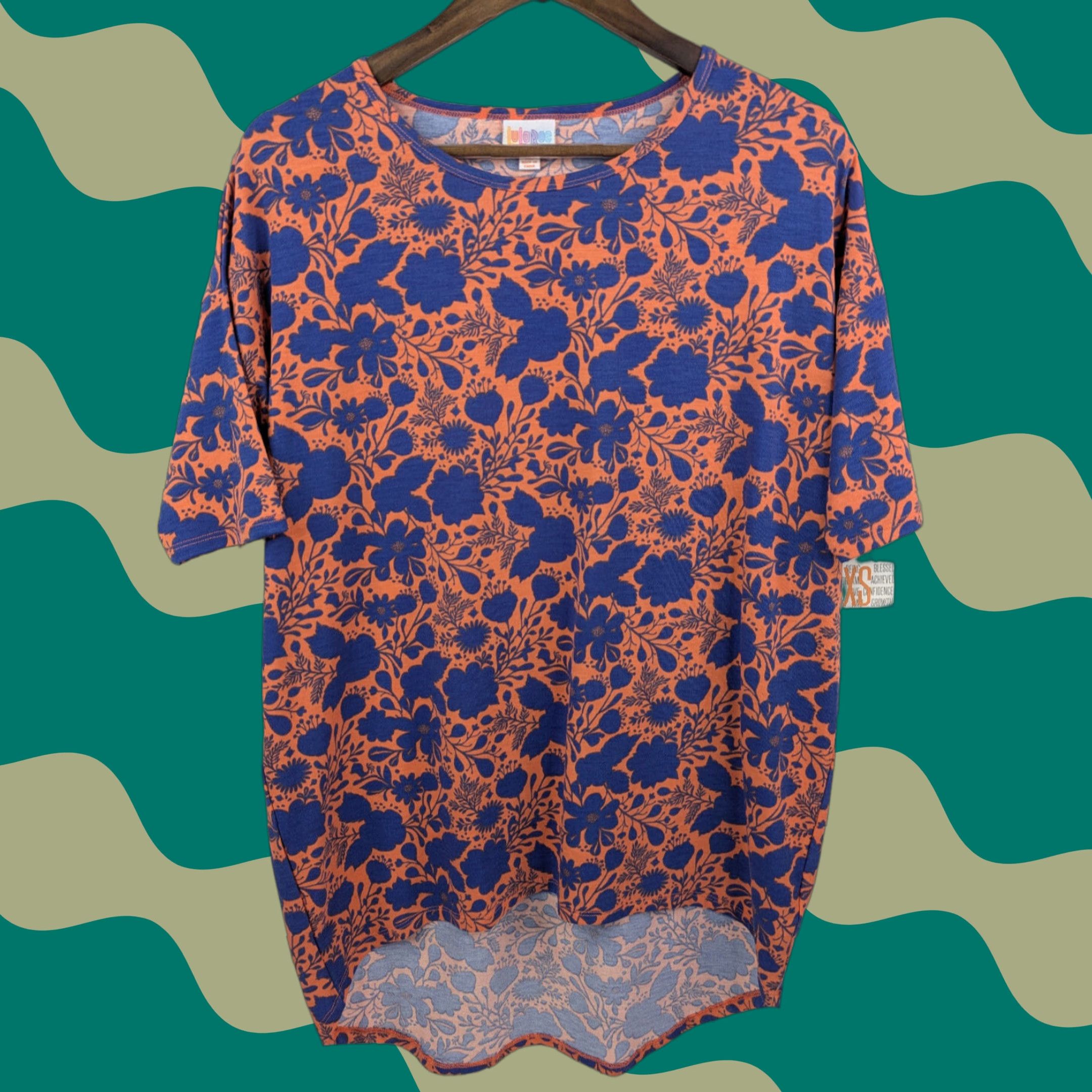 Vintage NWT LuLaRoe Irma Tunic Womens XS Orange Blue Floral Stretch Shirt Size XS / US 0-2 / IT 36-38 - 1 Thumbnail