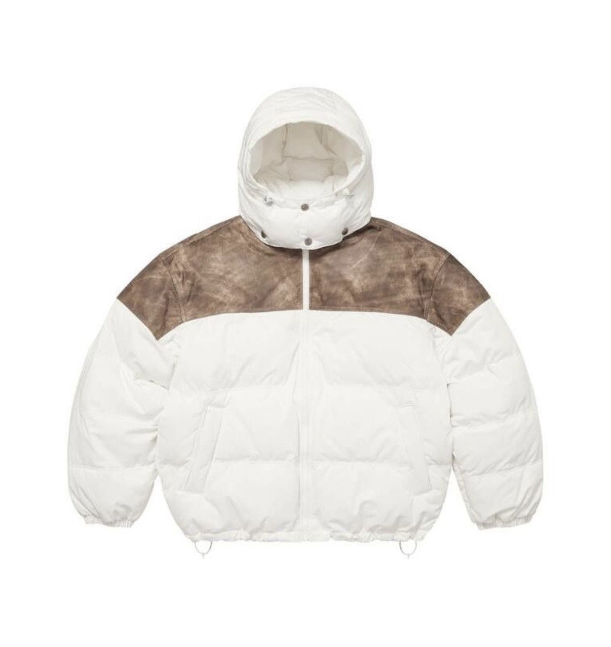 Supreme Supreme Leather Yoke Puffer Jacket 'White' Size US M / EU 48-50 / 2 - 1 Thumbnail