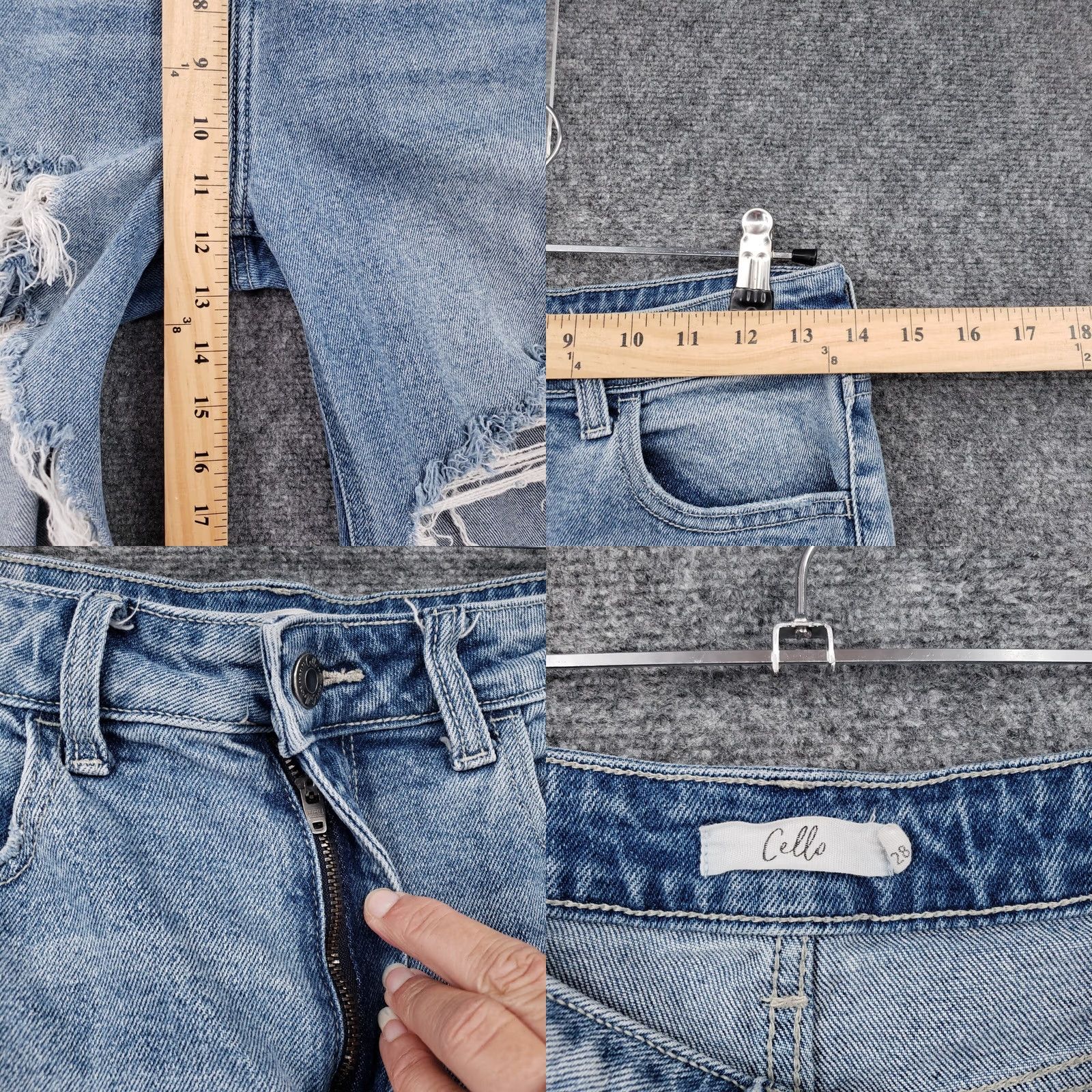 Vintage Cello Jeans Womens 7/28 Junior Mom Crop High Rise Denim Distressed Stretch Blue Size 28" / US 6 / IT 42 - 8 Thumbnail