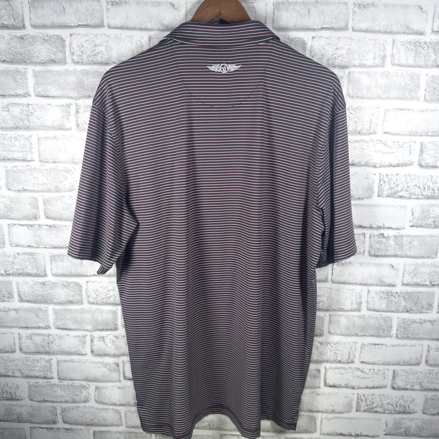 Vintage Straight Down Performance Red Striped Polo Shirt Mens XL Size Size US XL / EU 56 / 4 - 4 Thumbnail