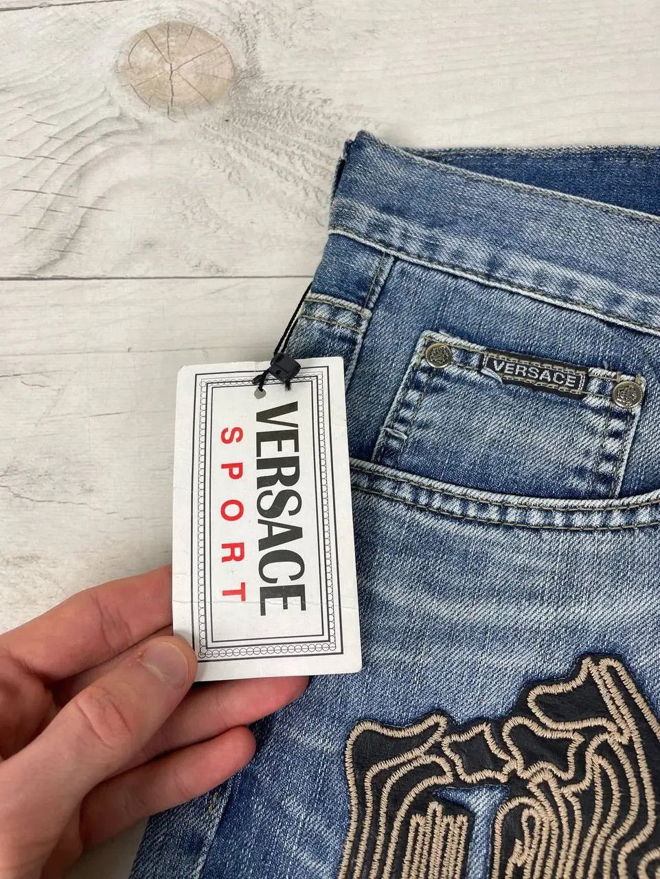 Versace NEW Vintage Versace Classic V2 Big Logo Baggy Jeans 90s Size US 32 / EU 48 - 8 Thumbnail