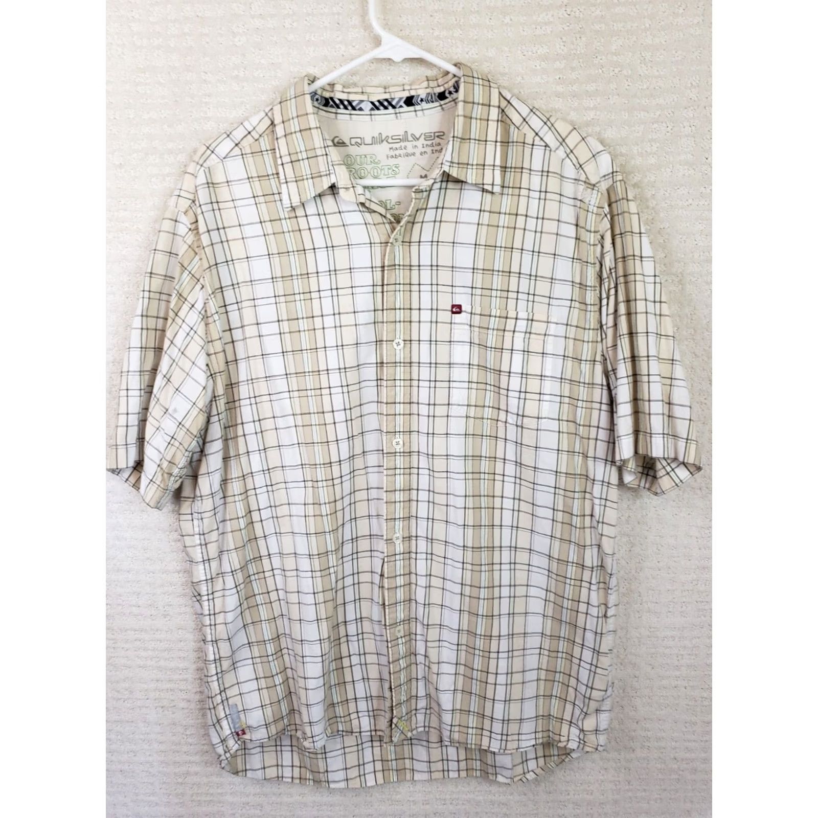 Quiksilver Quiksilver Shirt Men’s M Beige Green Plaid Button-Up Short Sleeve Casual Cotton Multicolor Button-Down Collar 90s Beach Outdoor Mens Regular Size US M / EU 48-50 / 2 - 2 Thumbnail