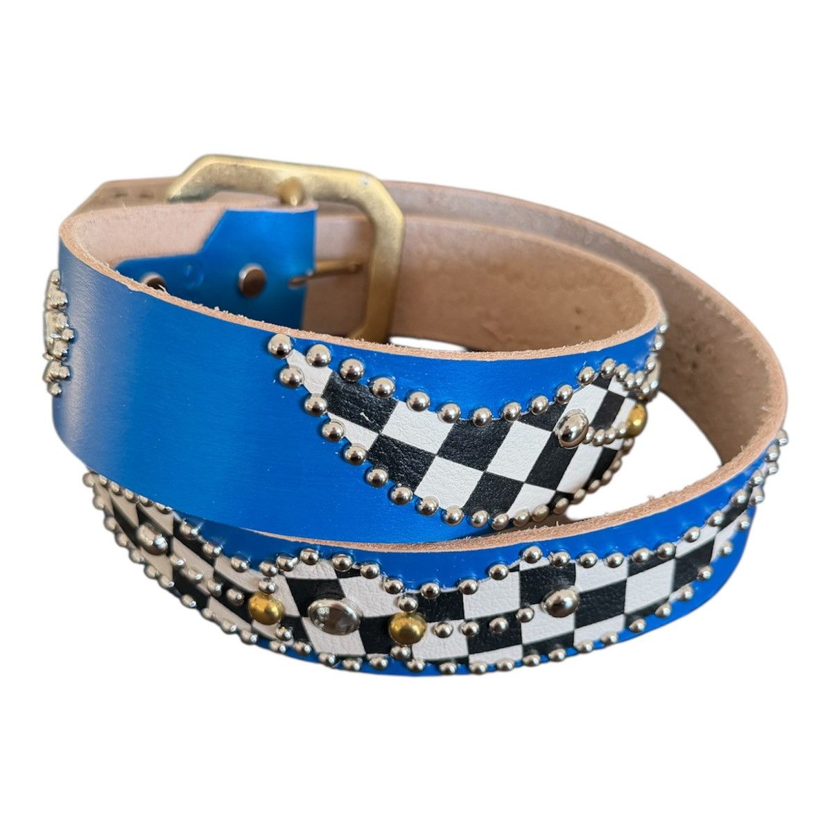 Vintage Blue Wing Vintage leather studded belt Size 38 - 1 Thumbnail