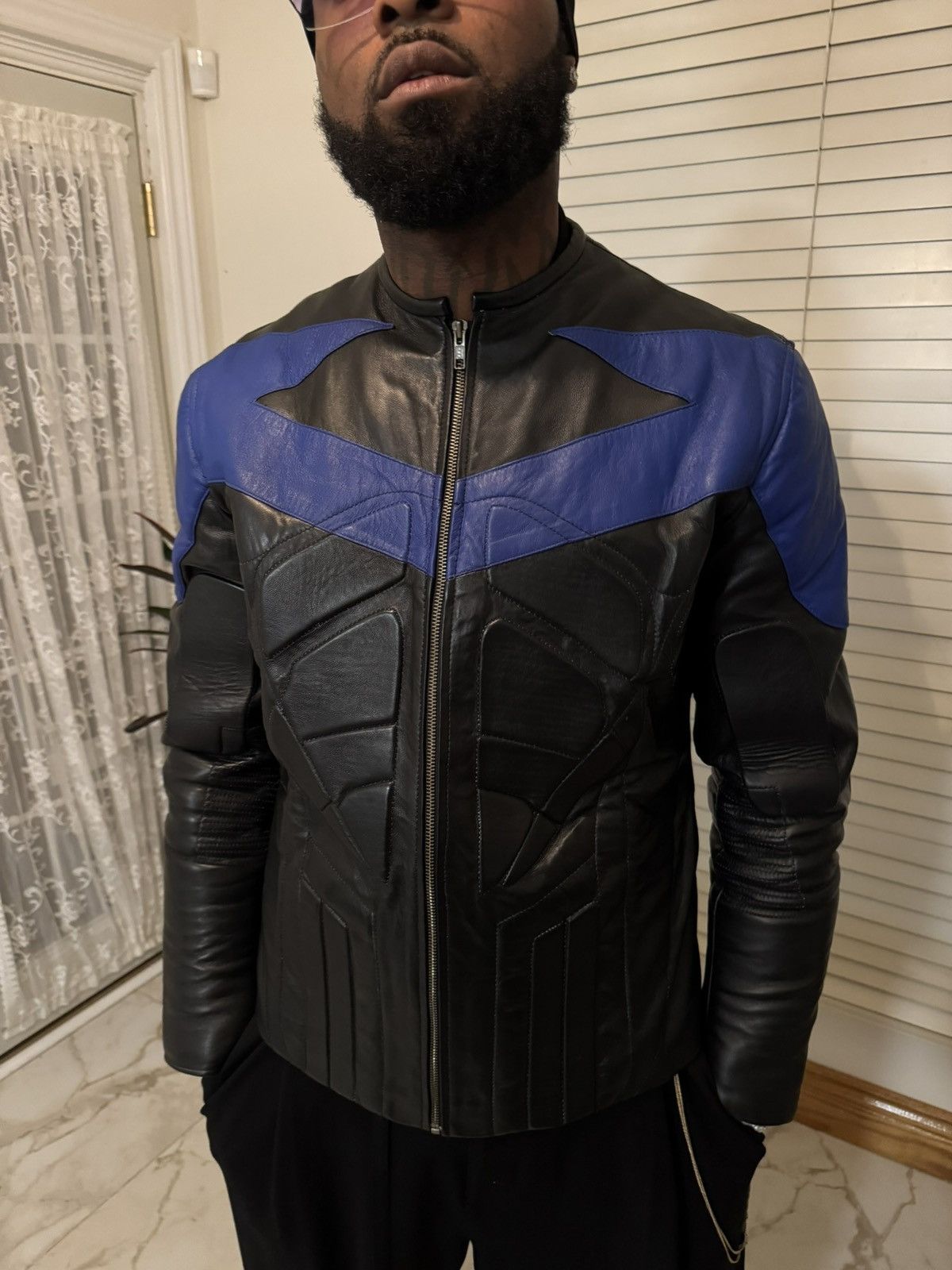 Genuine Leather Vintage Night-wing Batman Black Leather Motorcycle Jacket Size US L / EU 52-54 / 3 - 11 Thumbnail