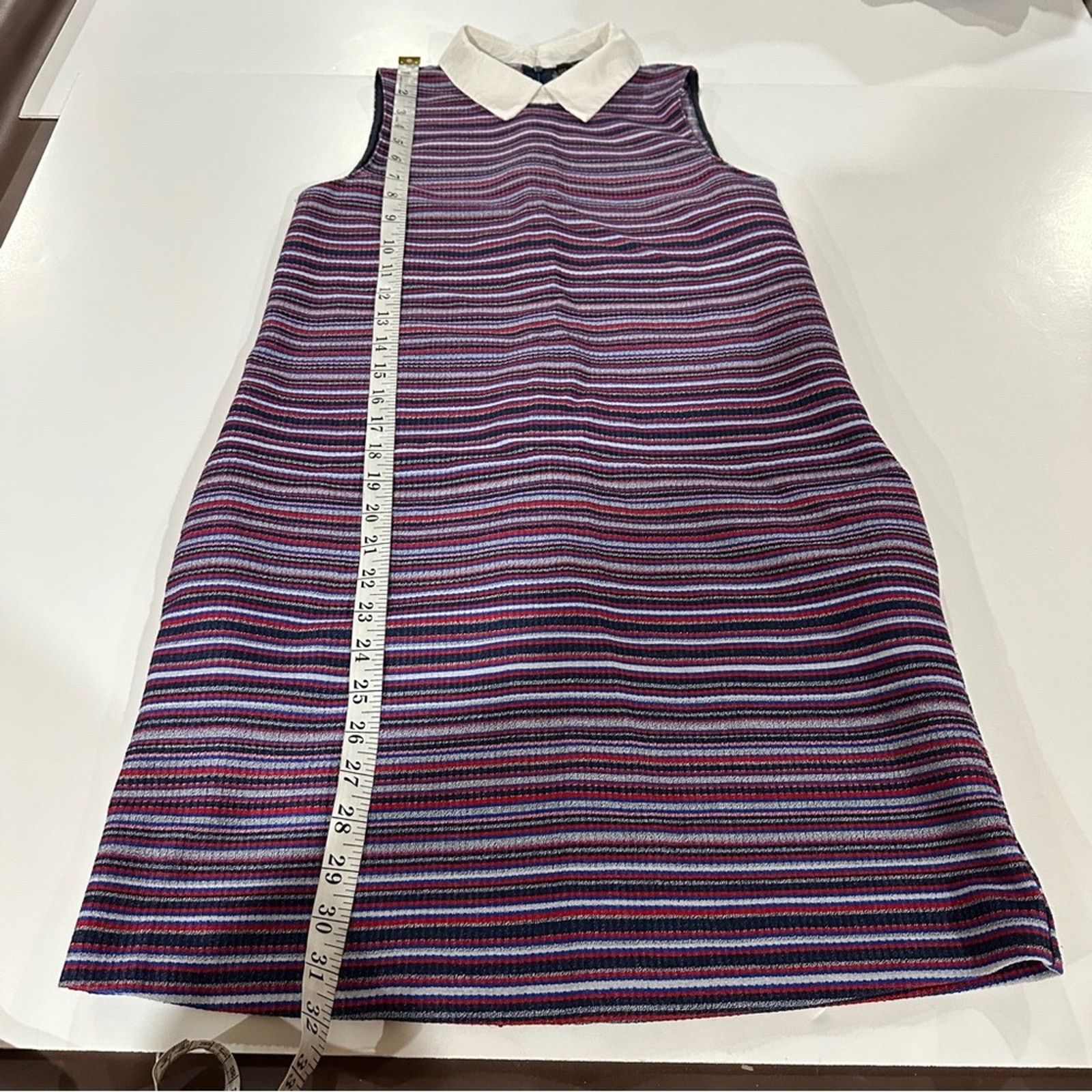 Zara Zara Purple Black Striped Collared Sleeveless Dress Size XS Size XS / US 0-2 / IT 36-38 - 9 Thumbnail