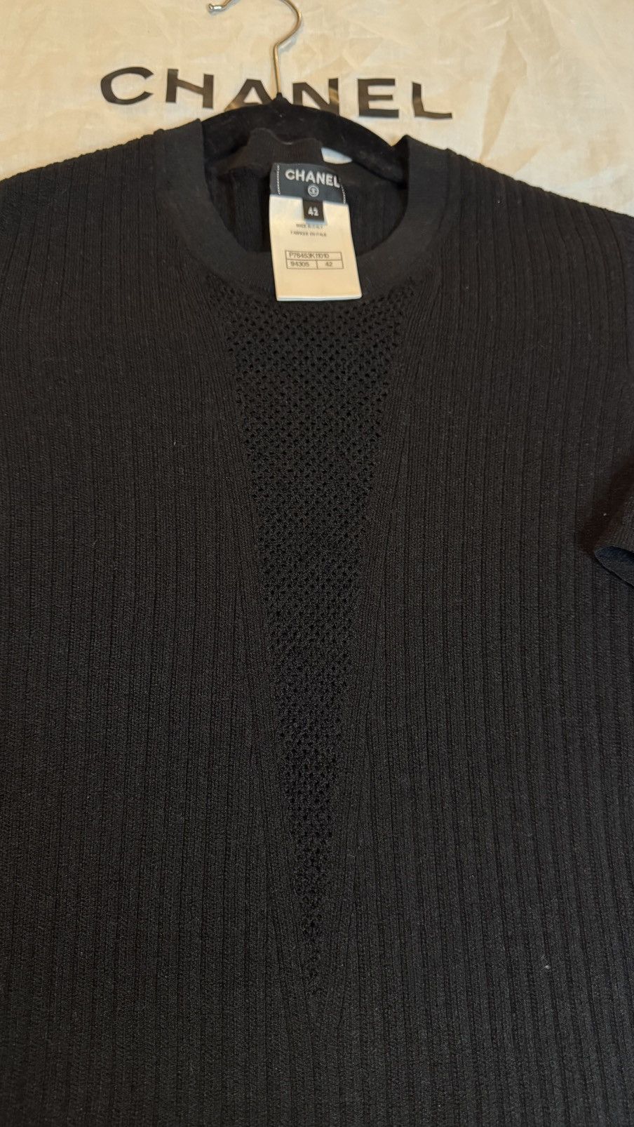 Chanel Chanel Ribbed Knit Top With Mesh Center Panel Size L / US 10 / IT 46 - 3 Thumbnail
