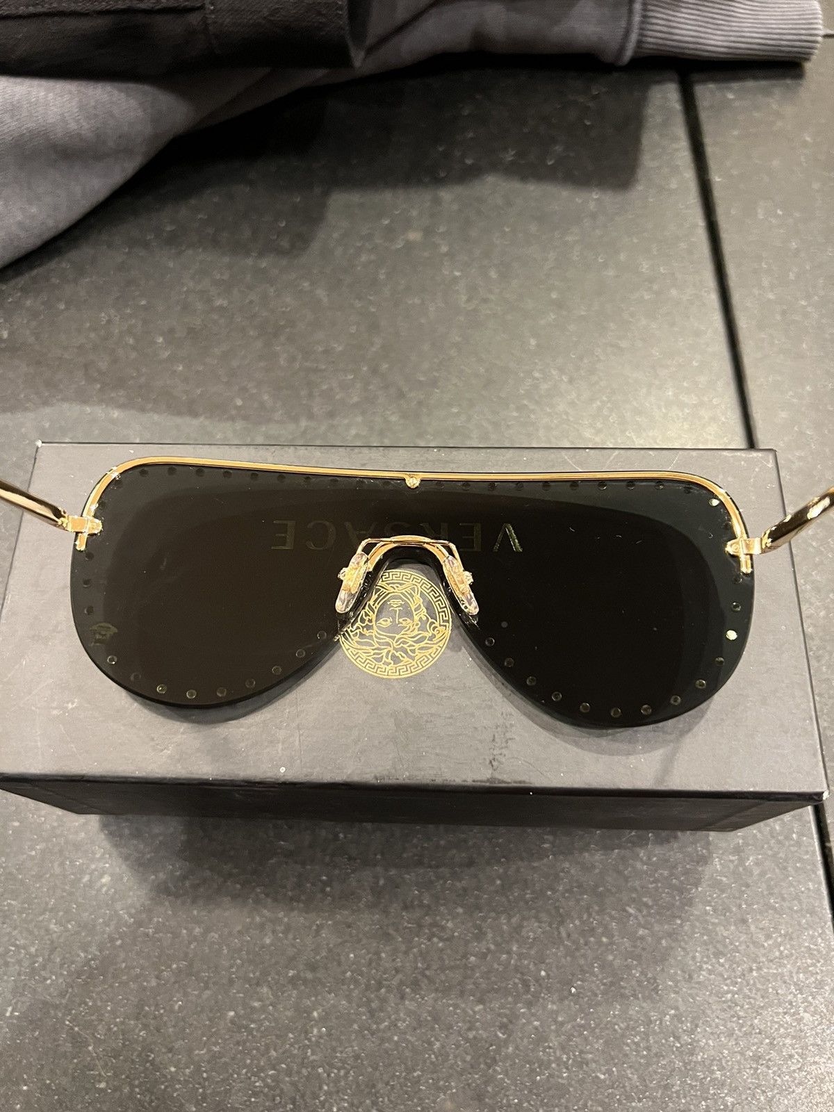 Versace Versace Black Gold Studs Sunglasses Size ONE SIZE - 7 Thumbnail
