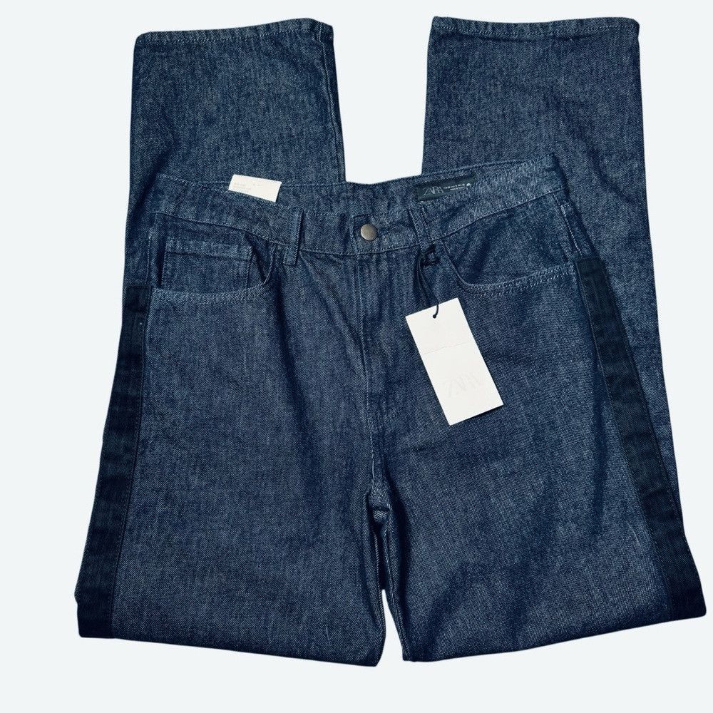 Zara NWT New Zara MID-WAIST SIDE STRIPE JEANS Size 6 Size 28" / US 6 / IT 42 - 4 Thumbnail