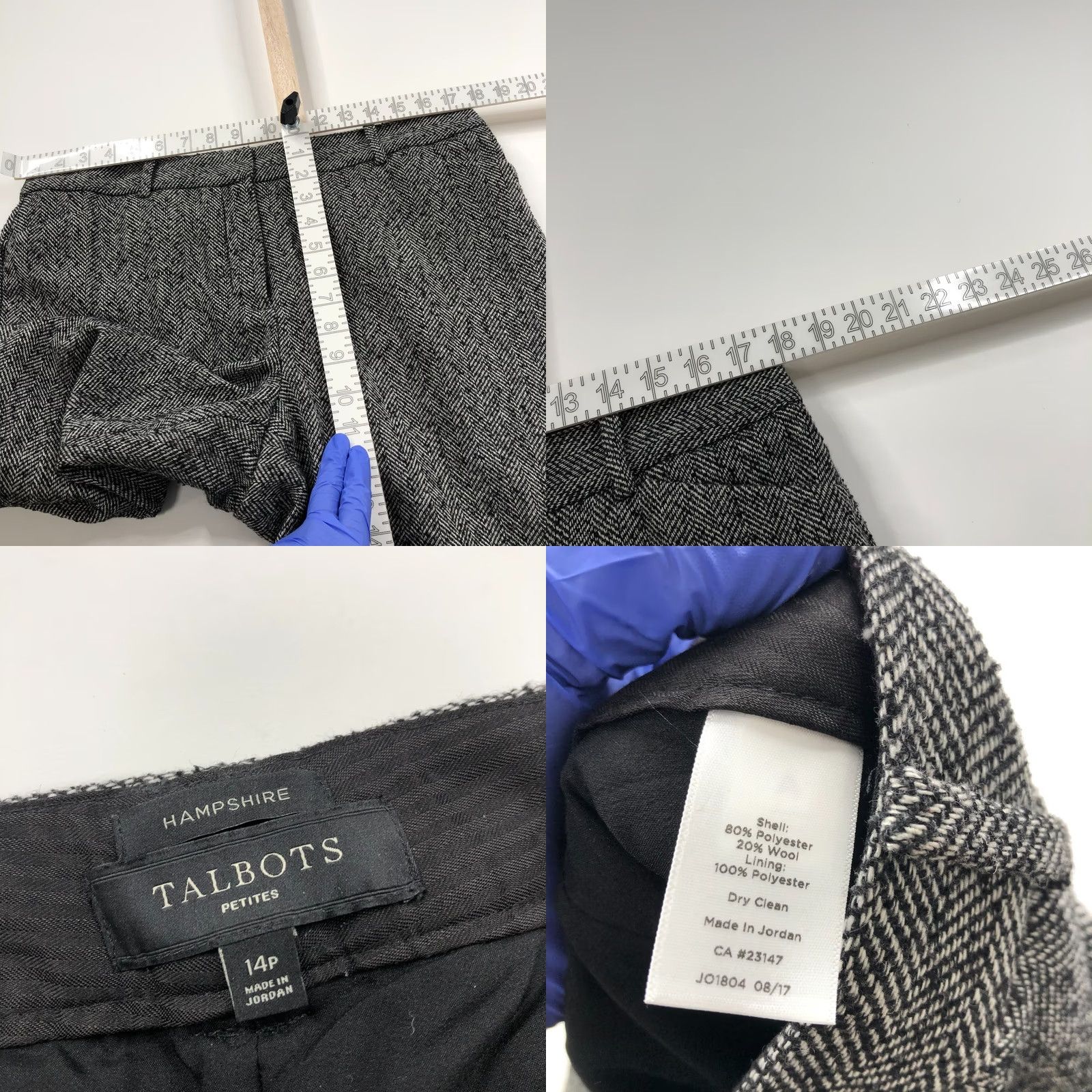 Talbots Talbots Hampshire 14P High Rise Dress Pants Herringbone Gray Shirt Women's Petite 36W 26L XS/XXL? Size 36" / US 14 / IT 50 - 8 Thumbnail