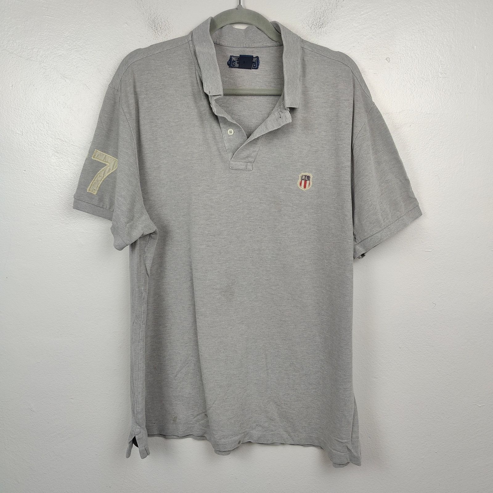 Polo Ralph Lauren Vintage Polo Ralph Lauren Shirt Mens XL Logo Crest Gray Size US XL / EU 56 / 4 - 1 Thumbnail