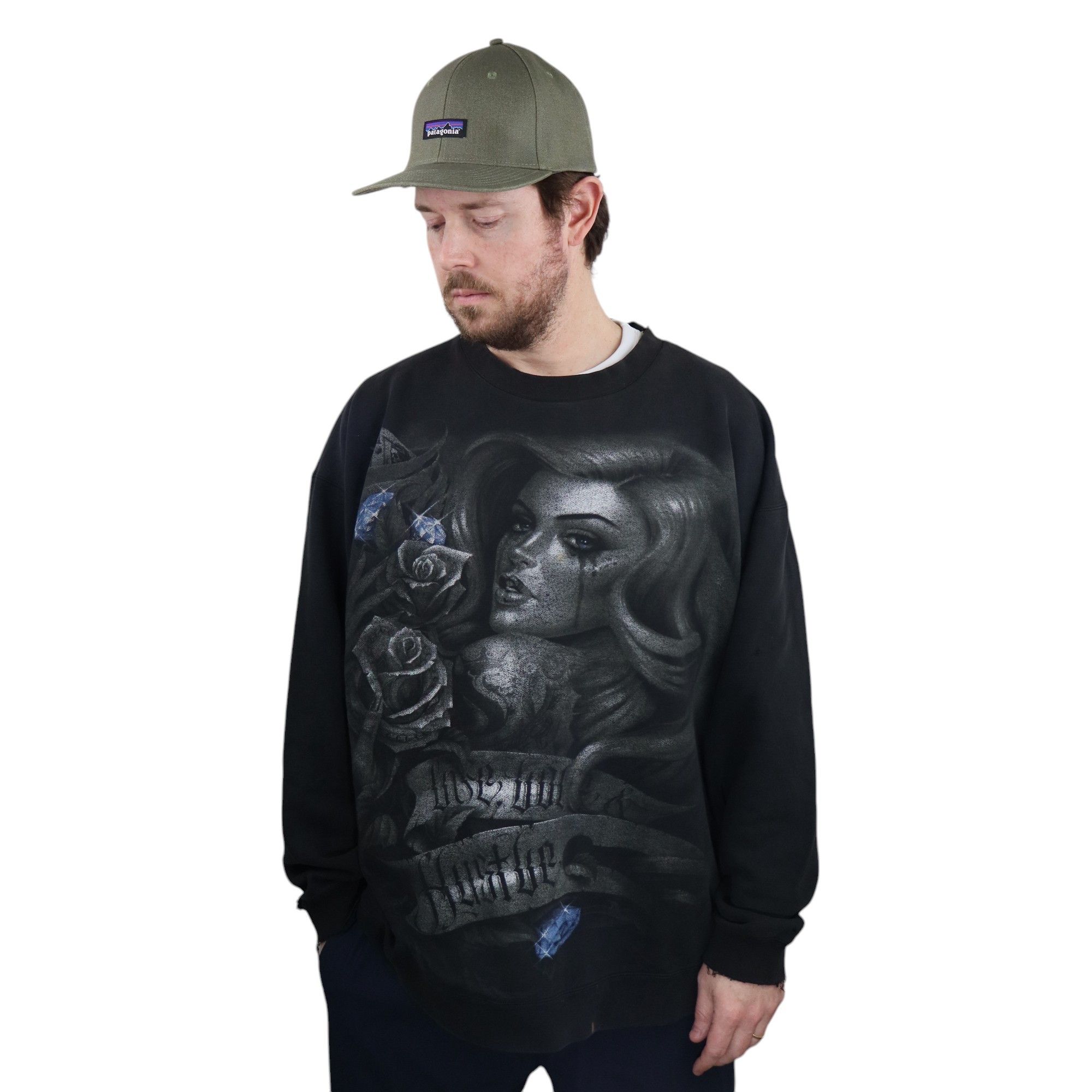 Japanese Brand × Supreme × Vintage Vintage 90s OG Abel Graphic Black Diamonds Rose Sweatshirt Size US XXL / EU 58 / 5 - 3 Thumbnail