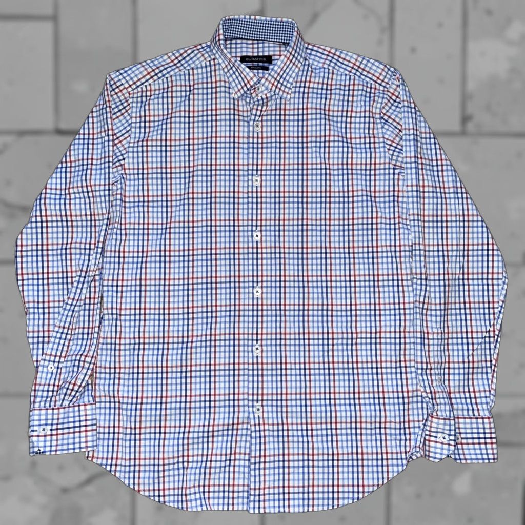 BUGATCHI Bugatchi Shaped Fit Plaid Button-Up Shirt Mens M Multicolor Long Sleeve Button-Up Shirt Mens M Size US M / EU 48-50 / 2 - 1 Thumbnail