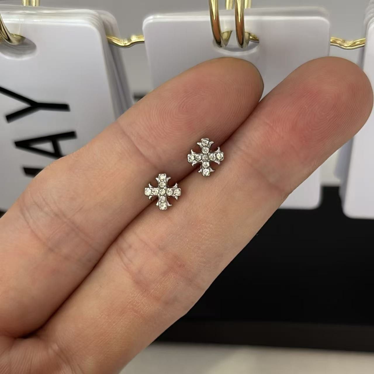 Other 6mm CZ Cross Stud Earrings for Men Women Size ONE SIZE - 6 Thumbnail