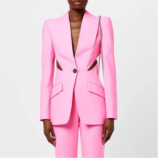 Alexander McQueen o1g2r1mq0824 Slashed Single Breasted Blazers in Pink Size S / US 4 / IT 40 - 3 Thumbnail