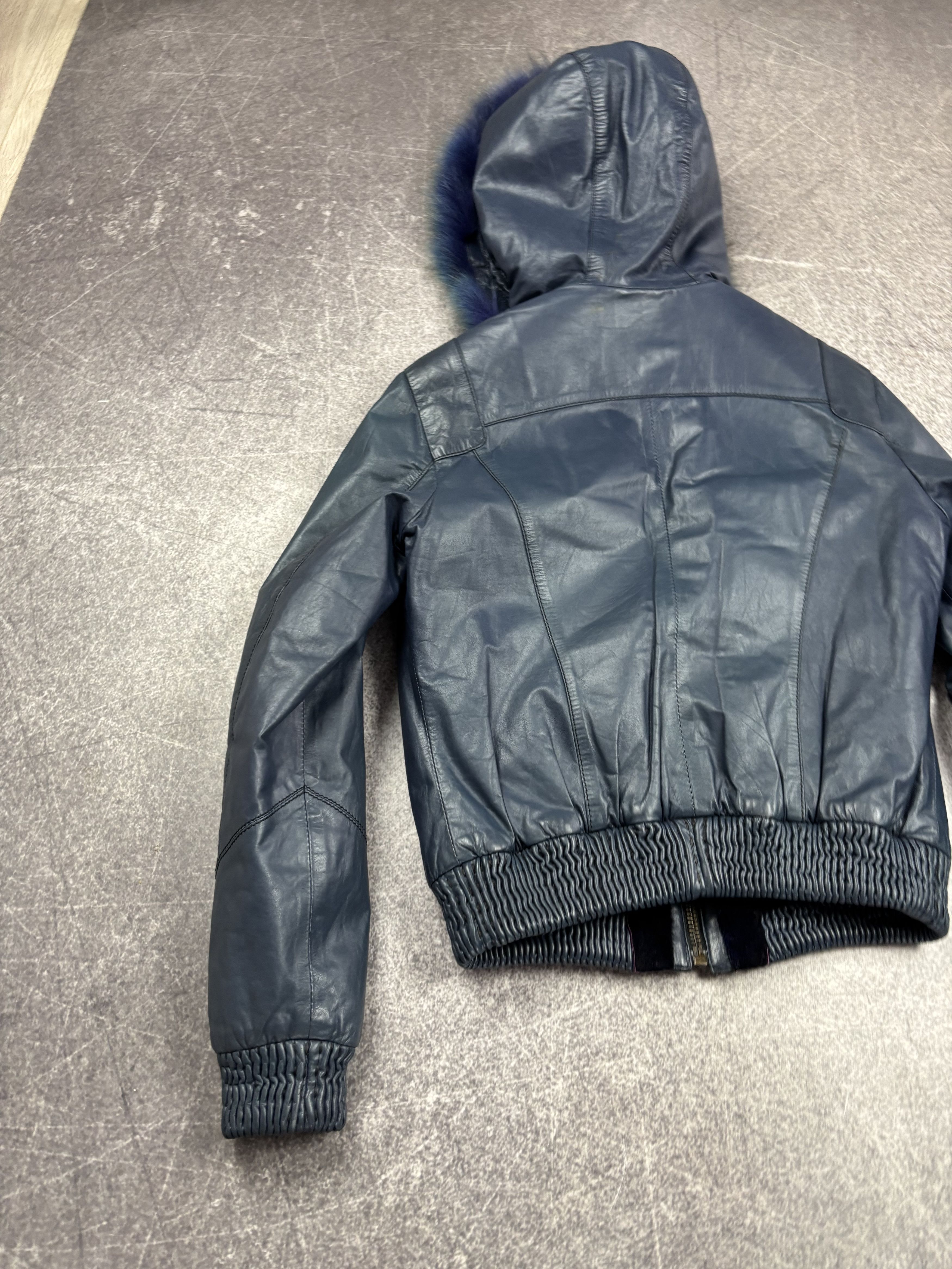 rare rick owens type cropped fur bomber leather jacket y2k