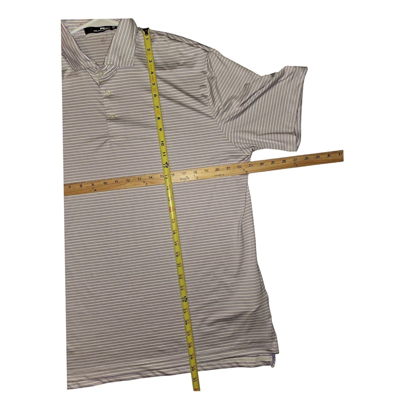 RLX Ralph Lauren RLX Ralph Lauren Polo Golf Active Preppy Striped Shirt Mens L White/Purple Size US L / EU 52-54 / 3 - 3 Thumbnail