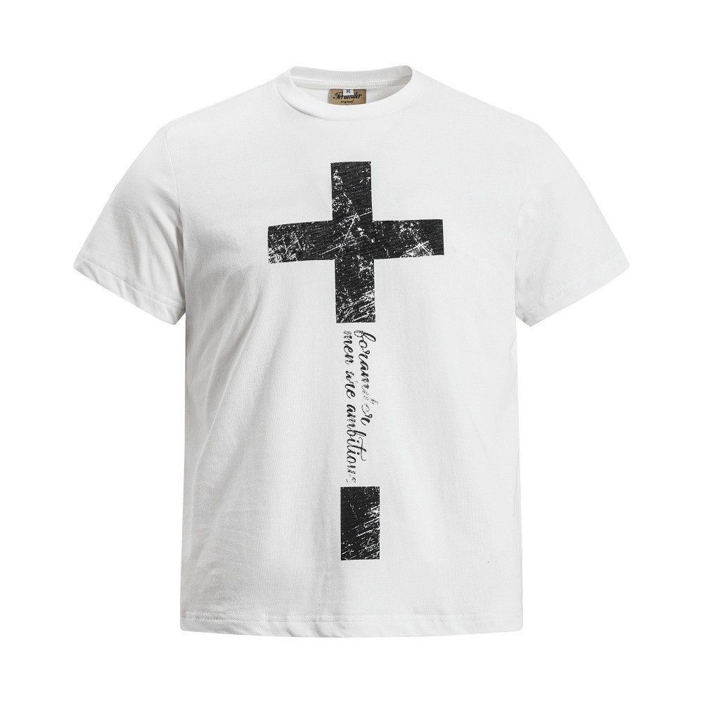 Japanese Brand Men's Loose-Fit T-Shirt with Creative Cross Print Size US M / EU 48-50 / 2 - 1 Thumbnail