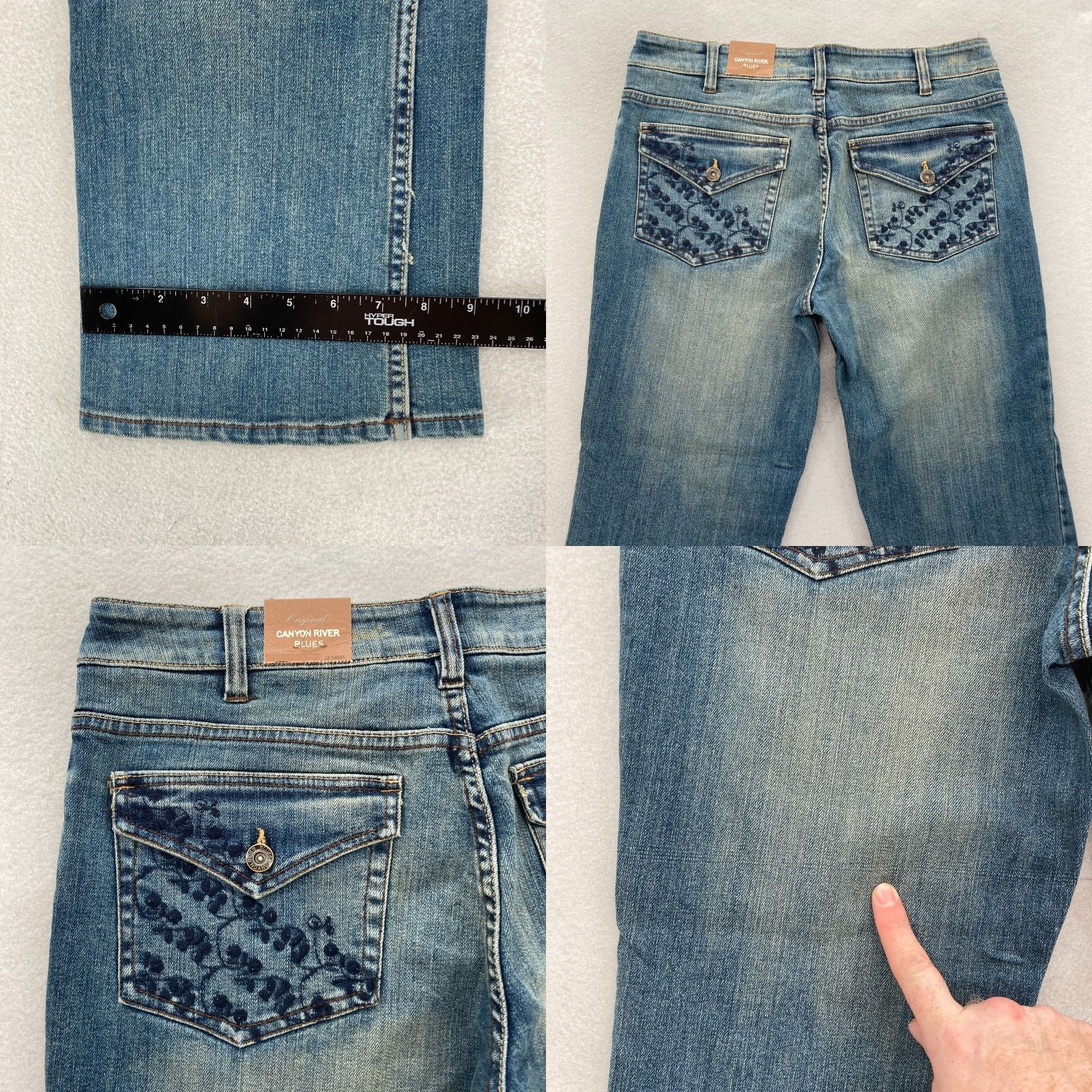 Vintage Canyon River Blues Bootcut Jeans Women's 12 Blue Denim Flap Pocket Embroidered Tailored Fit Size 34" / US 12 / IT 48 - 8 Thumbnail