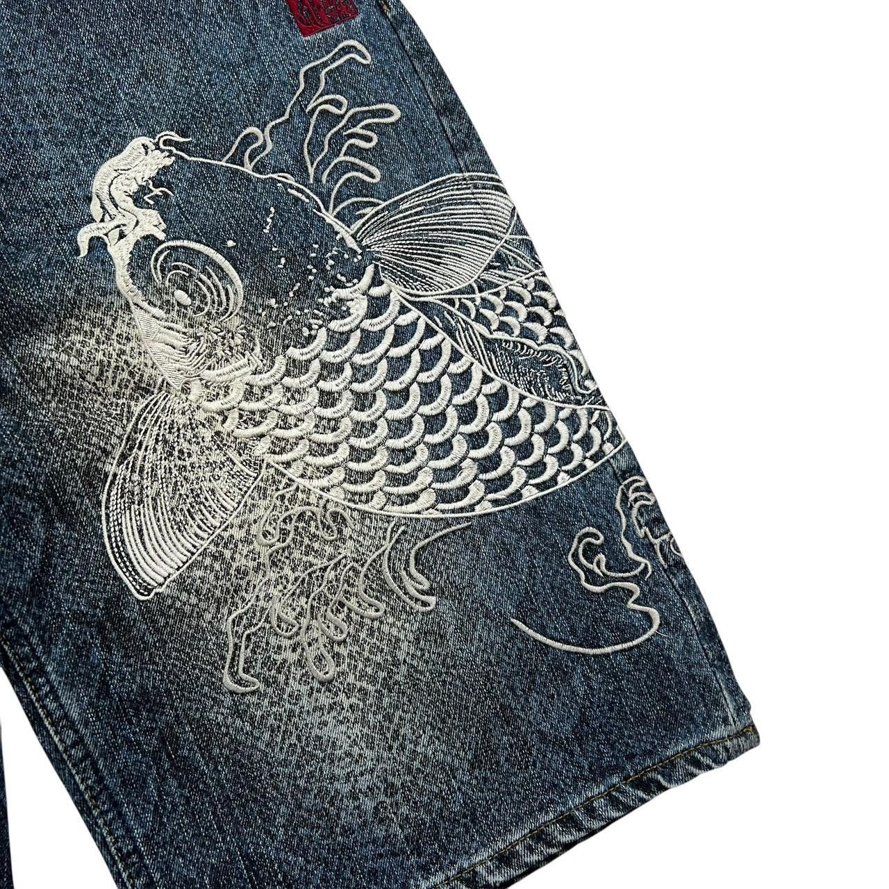 Karakuri Tamashii Karakuri Tamashii Embroidered Koi Japanese Shorts Waist 34 Size US 34 / EU 50 - 3 Thumbnail