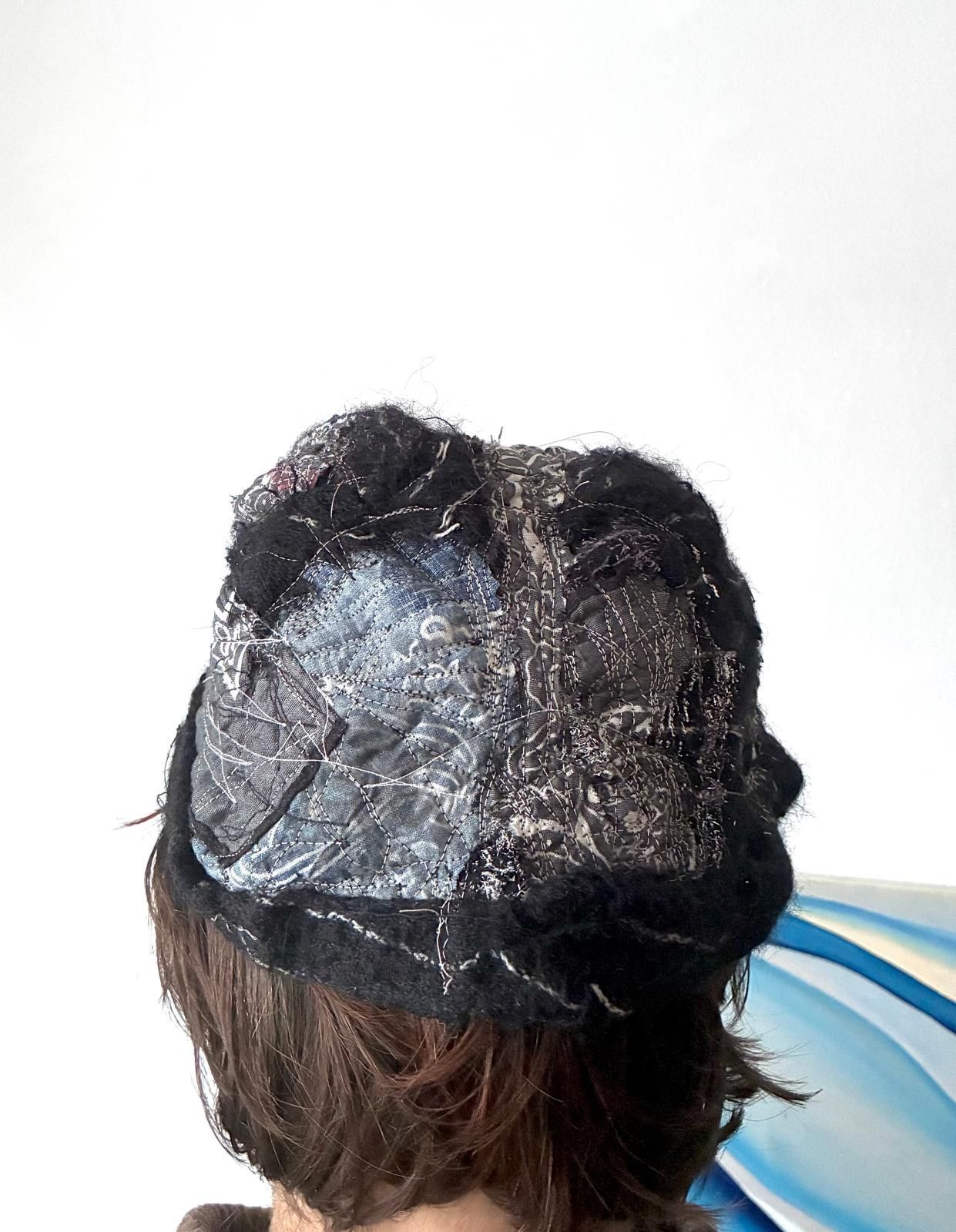 Issey Miyake Mohair Patchwork Winter Hat #23 Size ONE SIZE - 2 Thumbnail