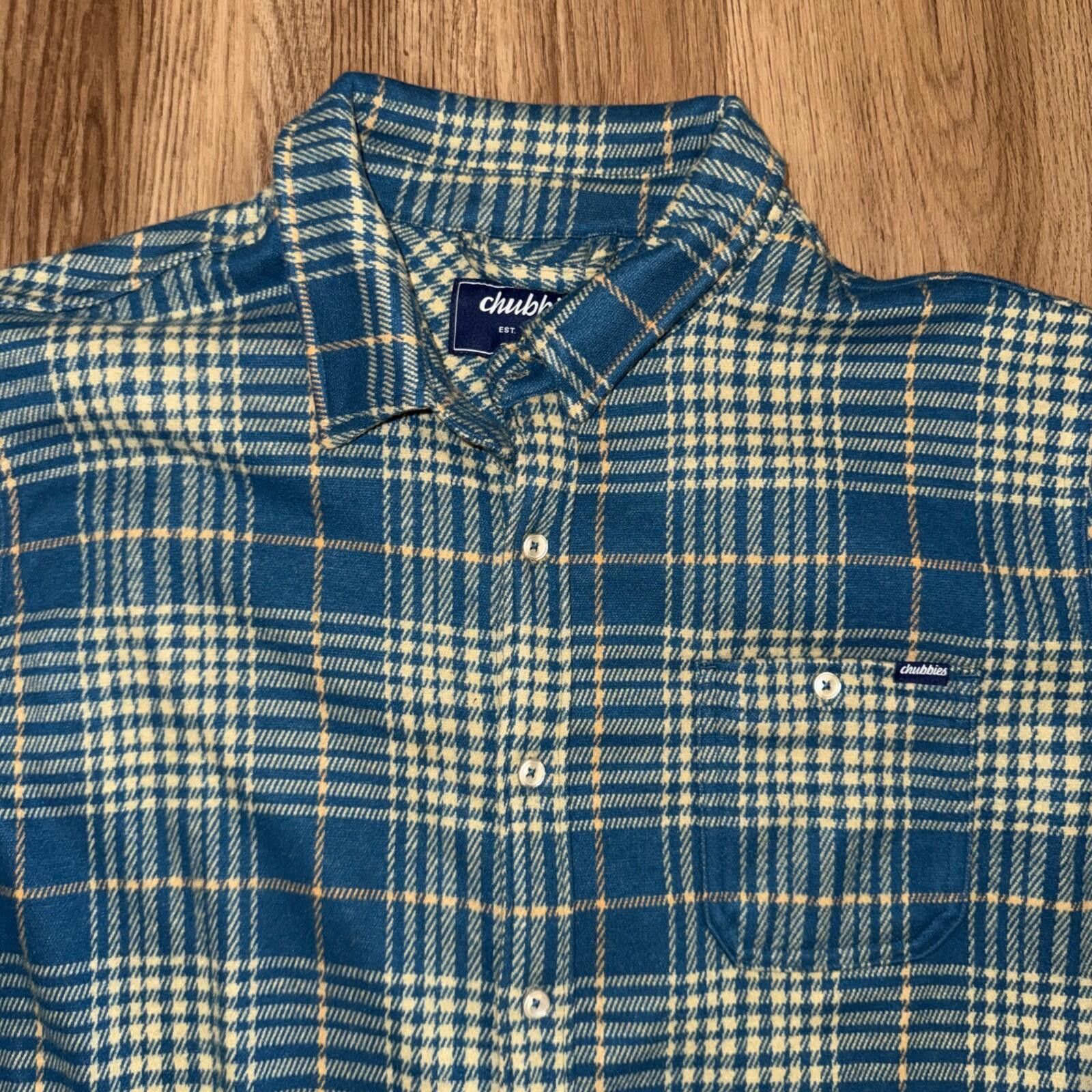 Chubbies Chubbies Mens Fleece Flannel Overshirt Plaid Blue Turquoise Size US L / EU 52-54 / 3 - 3 Thumbnail