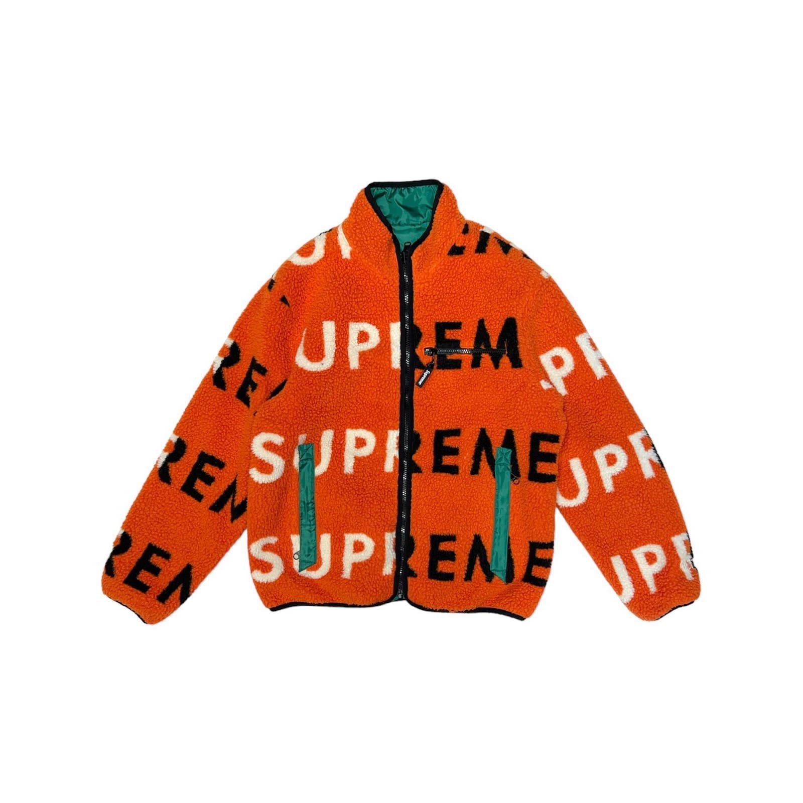 image of Supreme Reversible Logo Windstopper Fleece Jacket in Orange, Men's (Size Small)