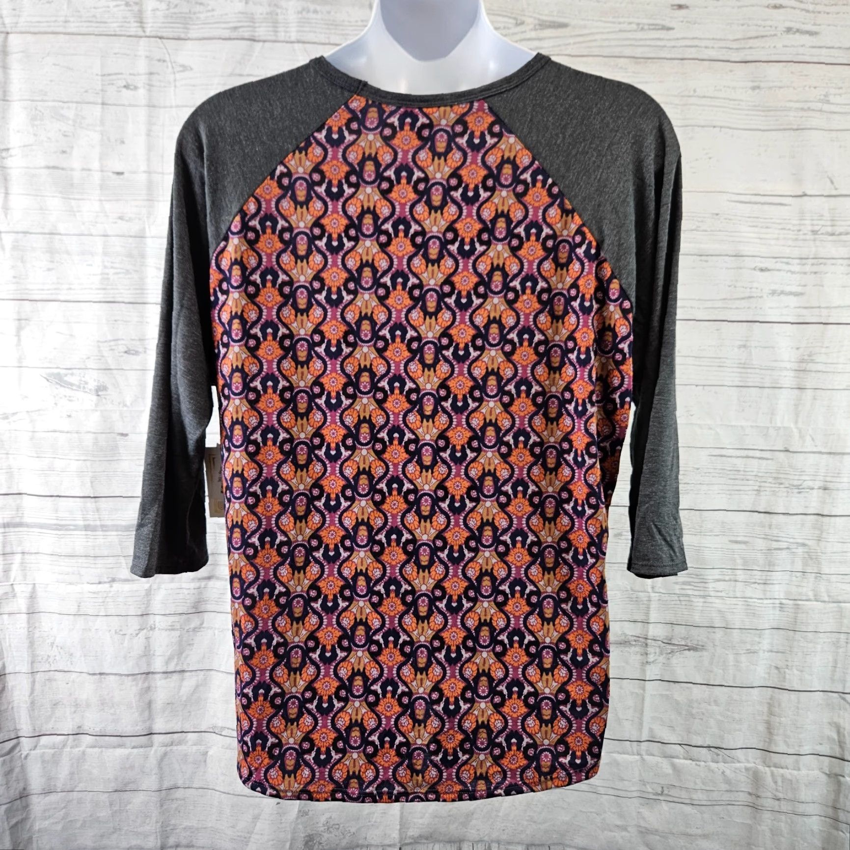 Vintage LuLaRoe Randy Top Shirt Womens 3XL Purple Gray 3/4 Sleeve Polyester Blend Size XXL / US 16-18 / IT 52-54 - 3 Thumbnail