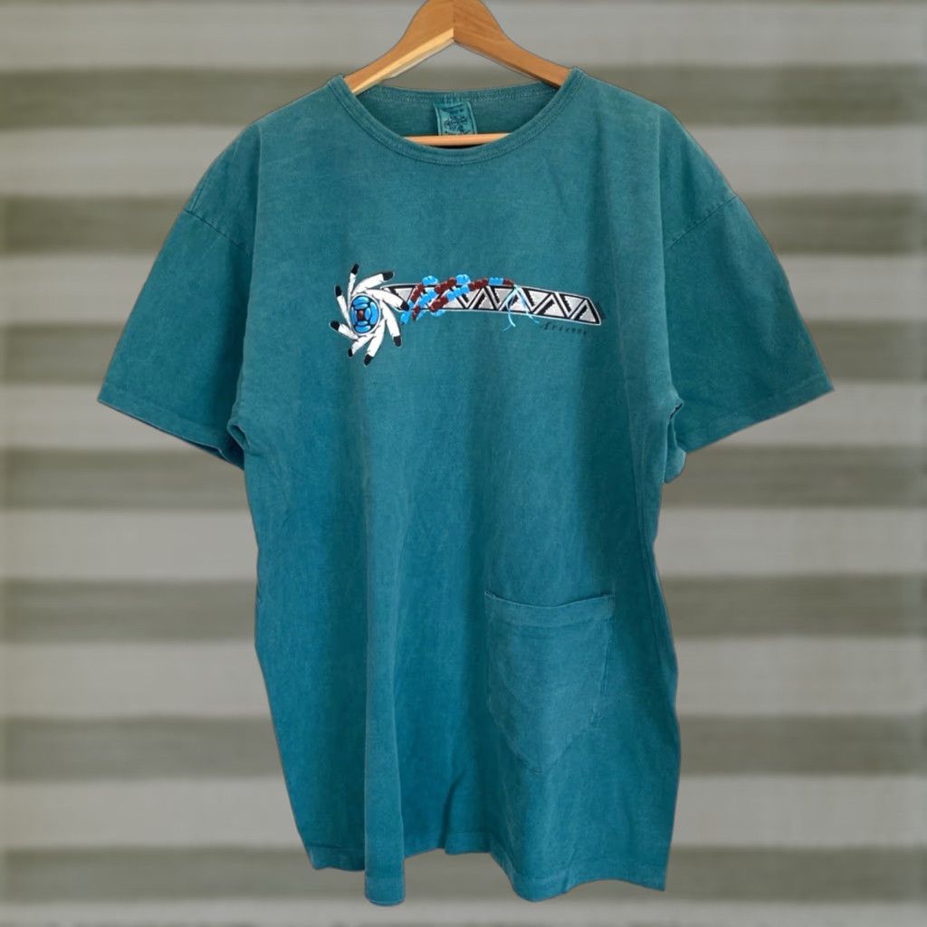 Vintage VINTAGE Alore Women’s Tunic Shirt One Size Green 90s USA Pocket Tee Oversized Size ONE SIZE - 1 Thumbnail