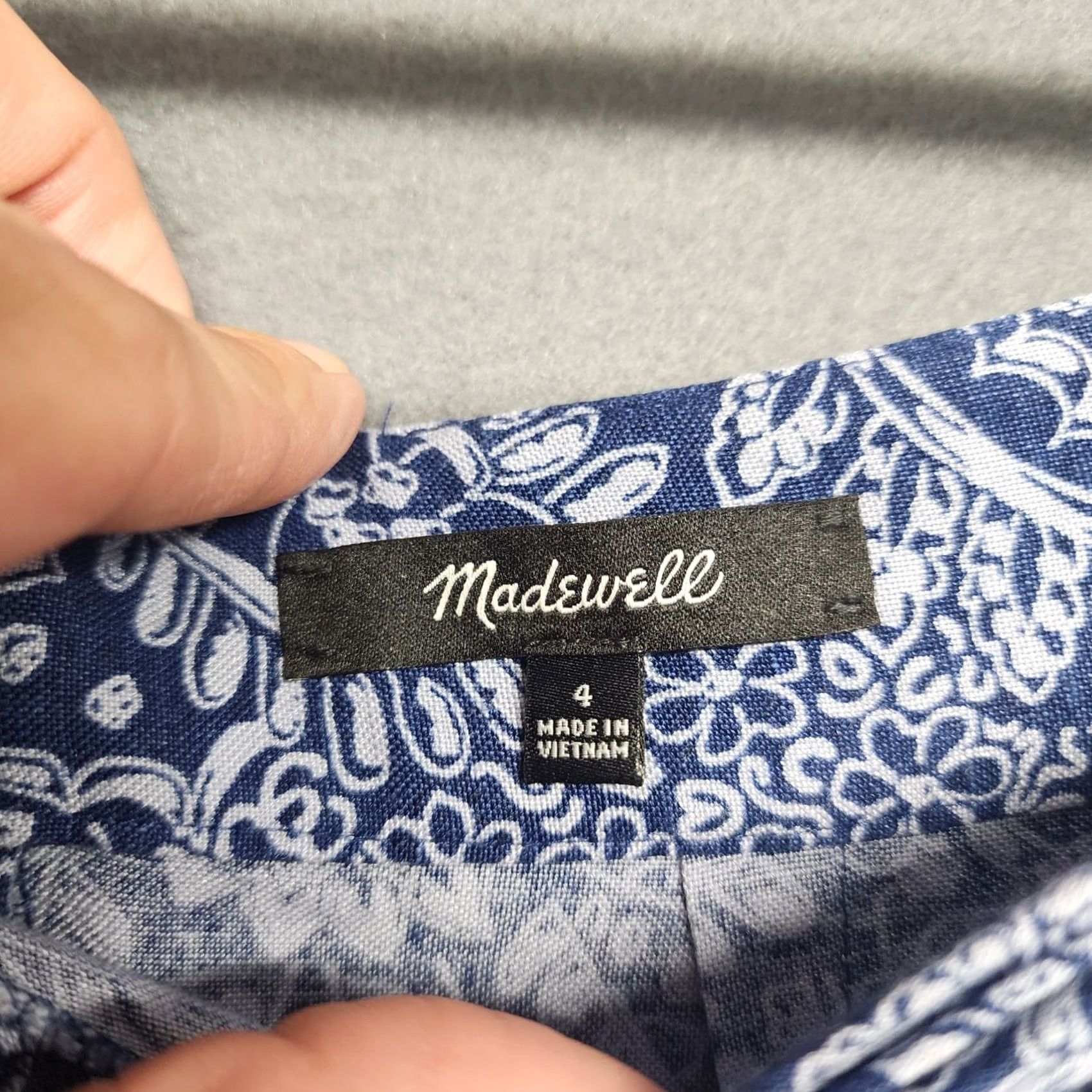 Madewell Madewell Skirt Womens 4 Midi Floral Blue Zip Up Knee Length Side Slit Casual Size 27" / US 4 / IT 40 - 3 Thumbnail