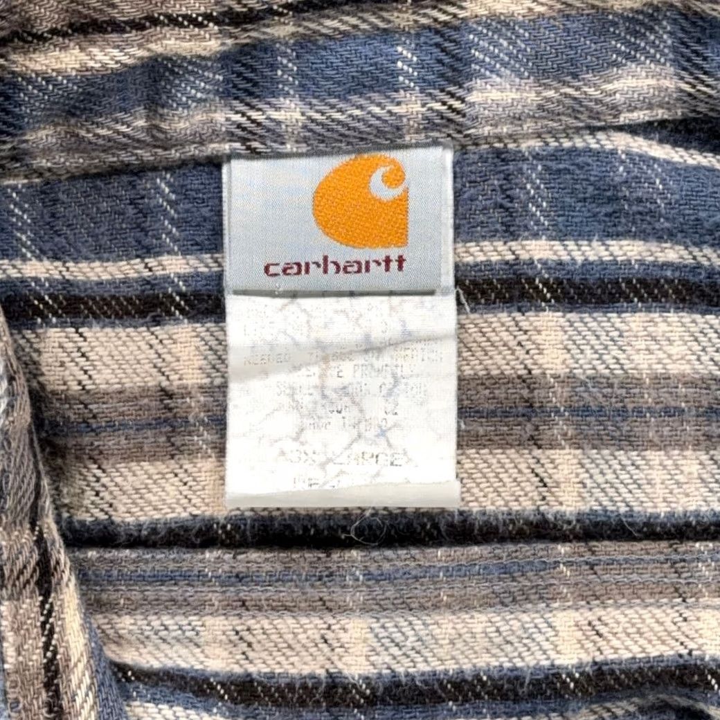 Carhartt VINTAGE Carhartt Shirt Adult 3XL Blue Gray Plaid Flannel Workwear USA 90s Size US XXL / EU 58 / 5 - 5 Thumbnail