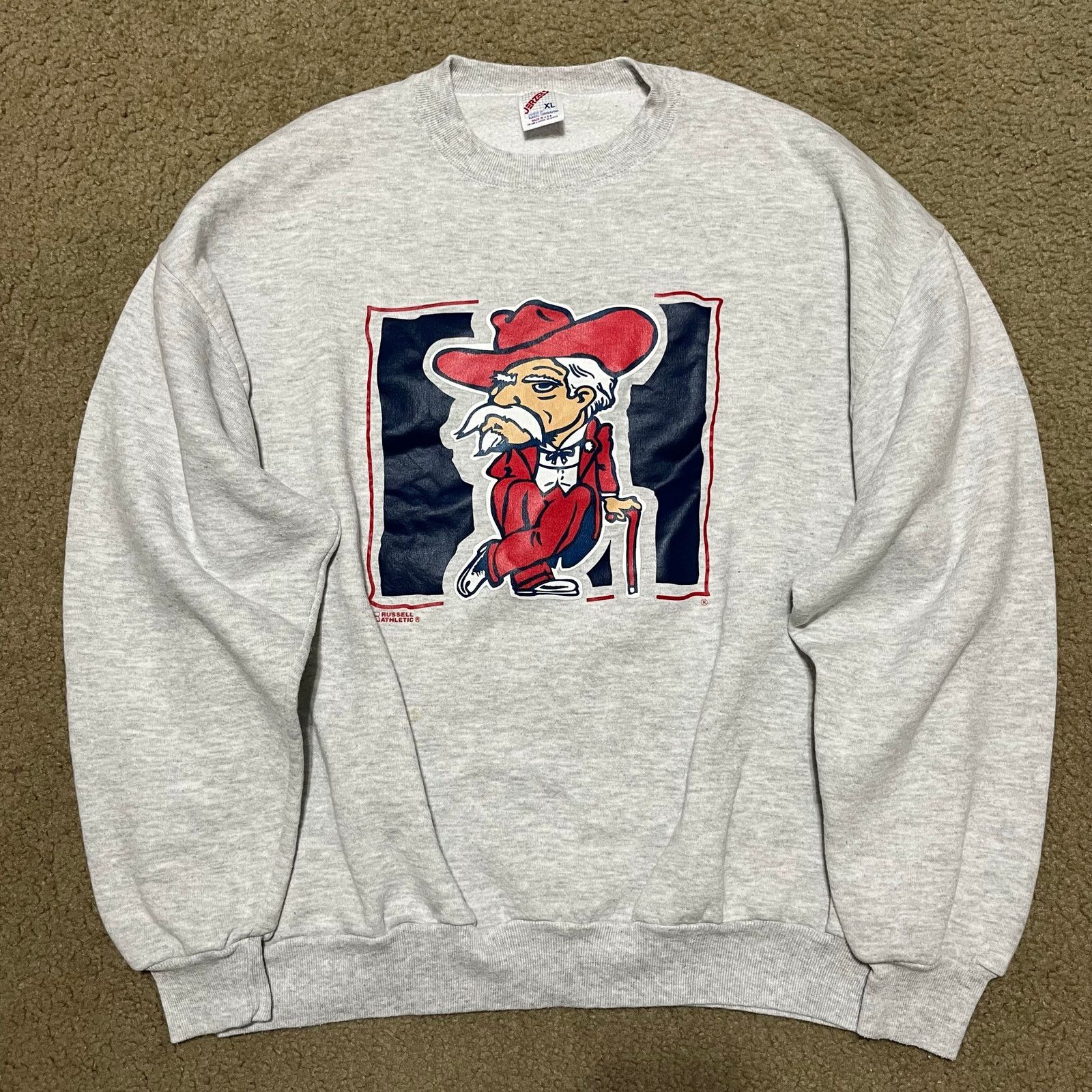 Jerzees Vintage OLE MISS Rebels Jerzees X Russell Grey Crewneck Larg Size US L / EU 52-54 / 3 - 1 Thumbnail