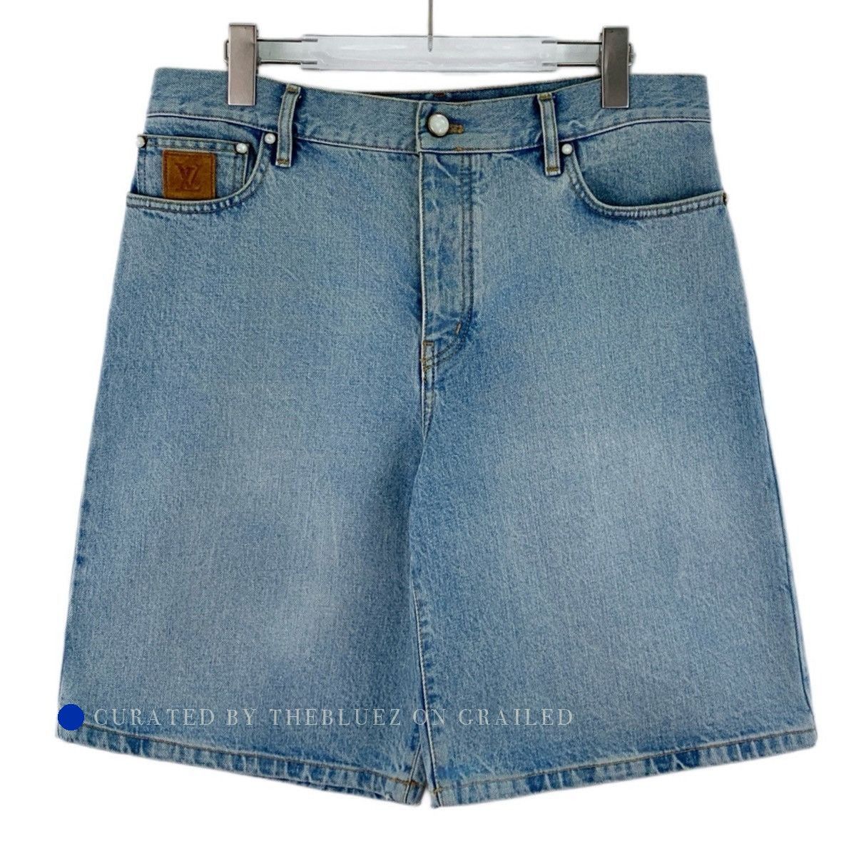 Louis Vuitton Blue Denim Shorts with Logo Patch Size US 32 / EU 48 - 1 Thumbnail