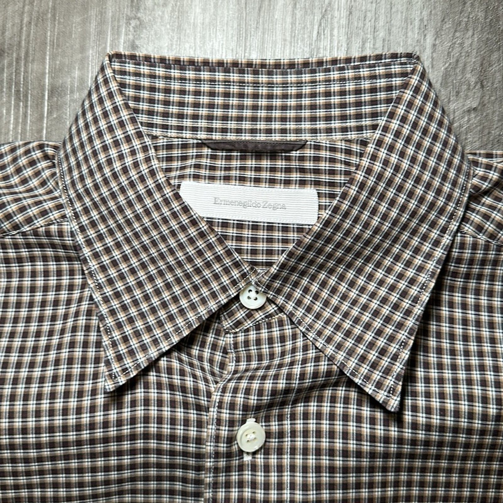 Ermenegildo Zegna Ermenegildo Zegna Brown Checkered Long Sleeve - Medium Size US M / EU 48-50 / 2 - 5 Thumbnail