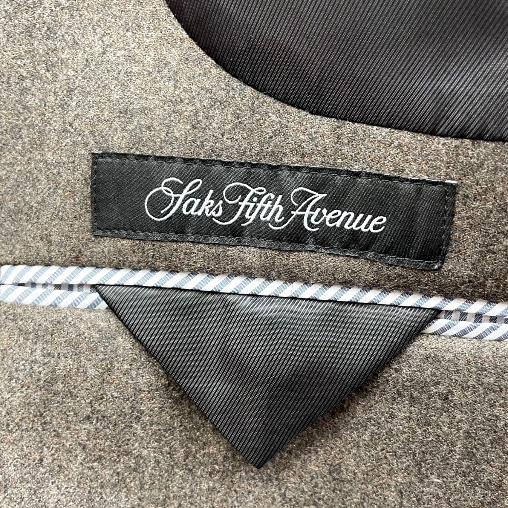 Saks Fifth Avenue Saks Fifth Avenue Blazer Men’s 40R Wool Brown Slim 2-Button Double-Vented Notch Lapel Regular Fit Dress Jacket Size 40R - 5 Thumbnail