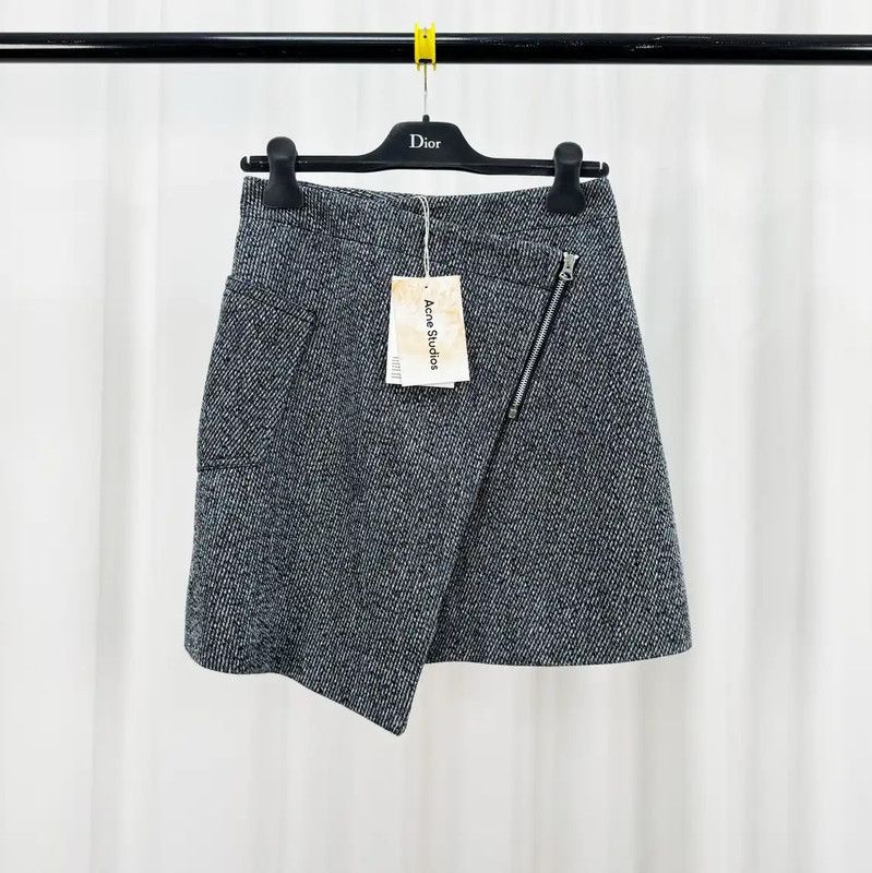 Acne Studios Acne Studios Irregular Grey Wool Mini Skirt Size 23" - 1 Thumbnail