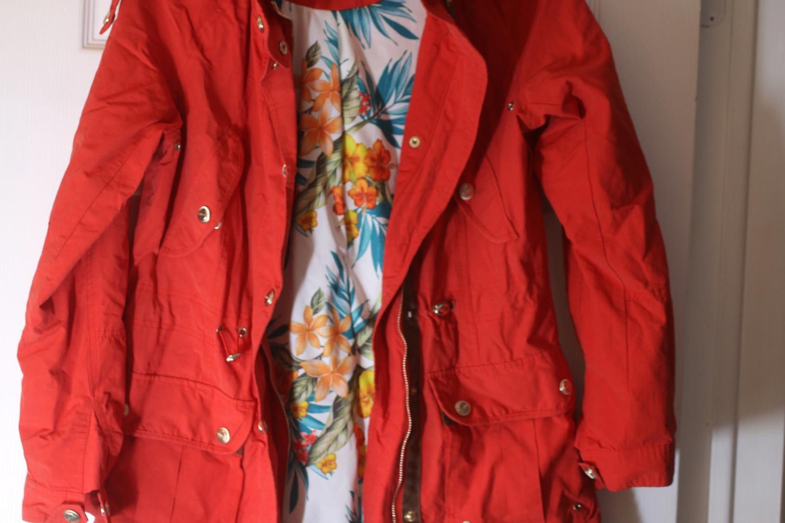 Point Zero Point Zero Red Parka Jacket Floral Hooded Womens Size Small Size S / US 4 / IT 40 - 3 Thumbnail